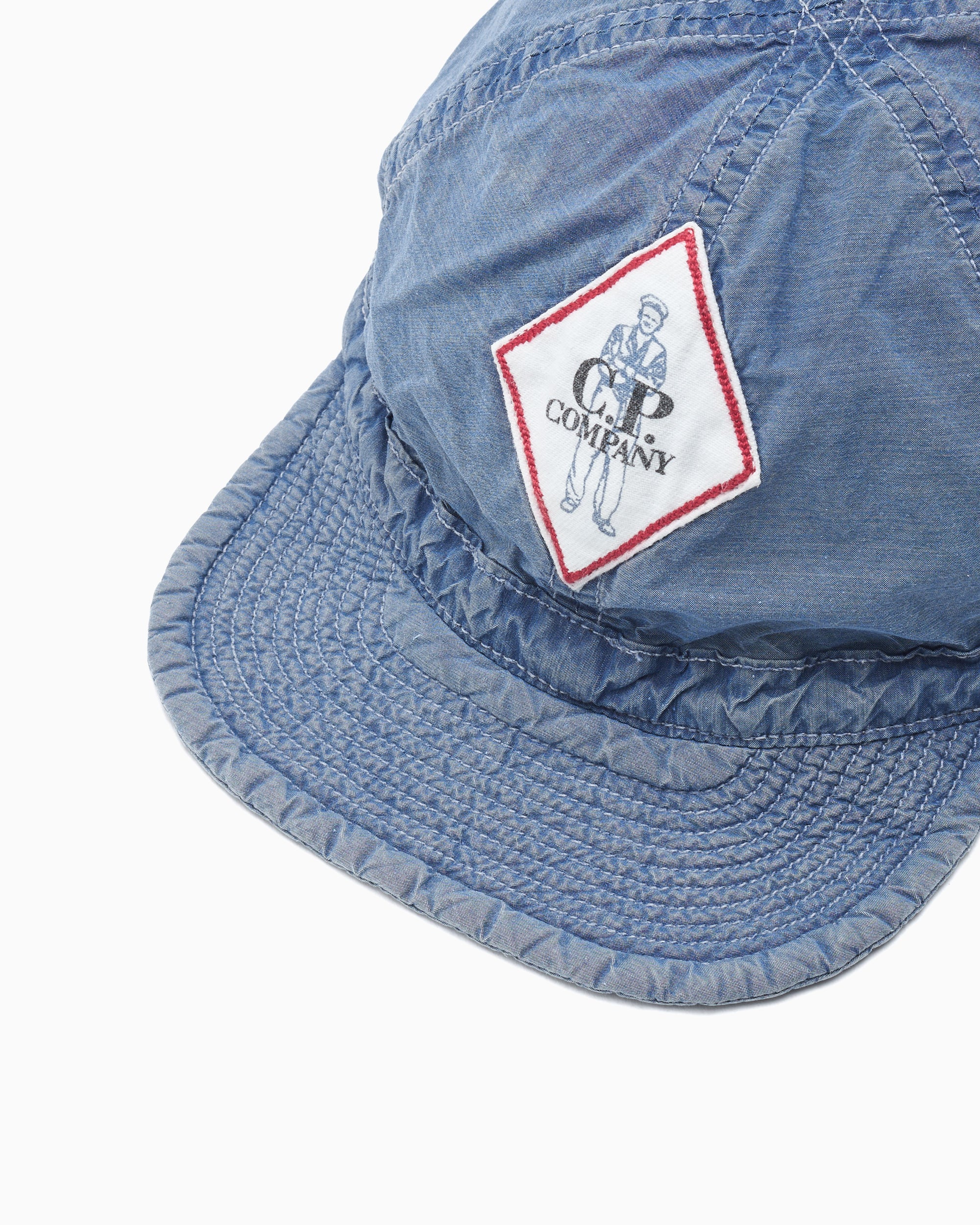 Caps CP Company 50 Fili Indigo Bleached Unisex Cap - 20CMAC285A110288B-D11