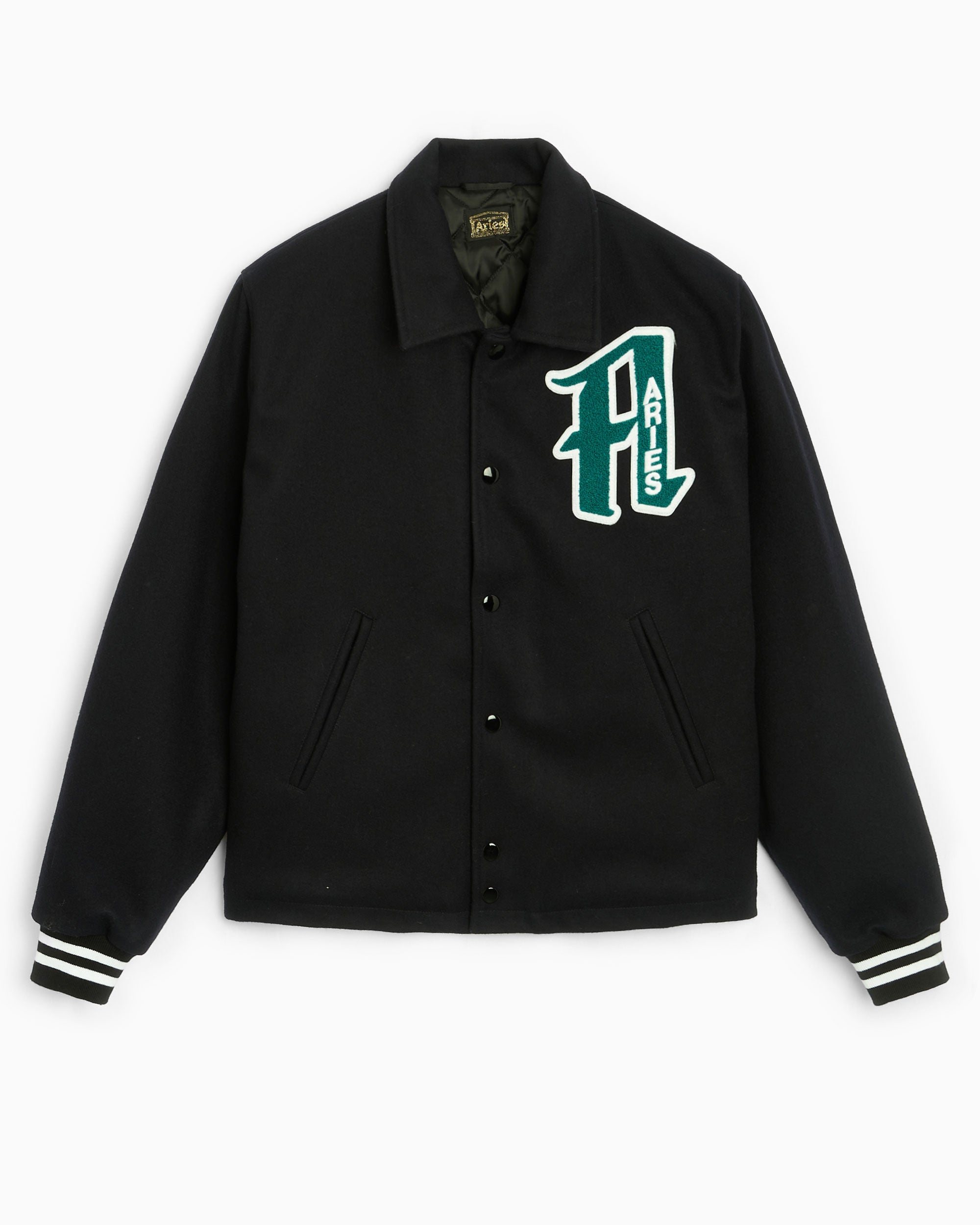 Jackets Coats Aries Unisex Wool Varsity Jacket Unisex Jacket - FUAR70201-BLK