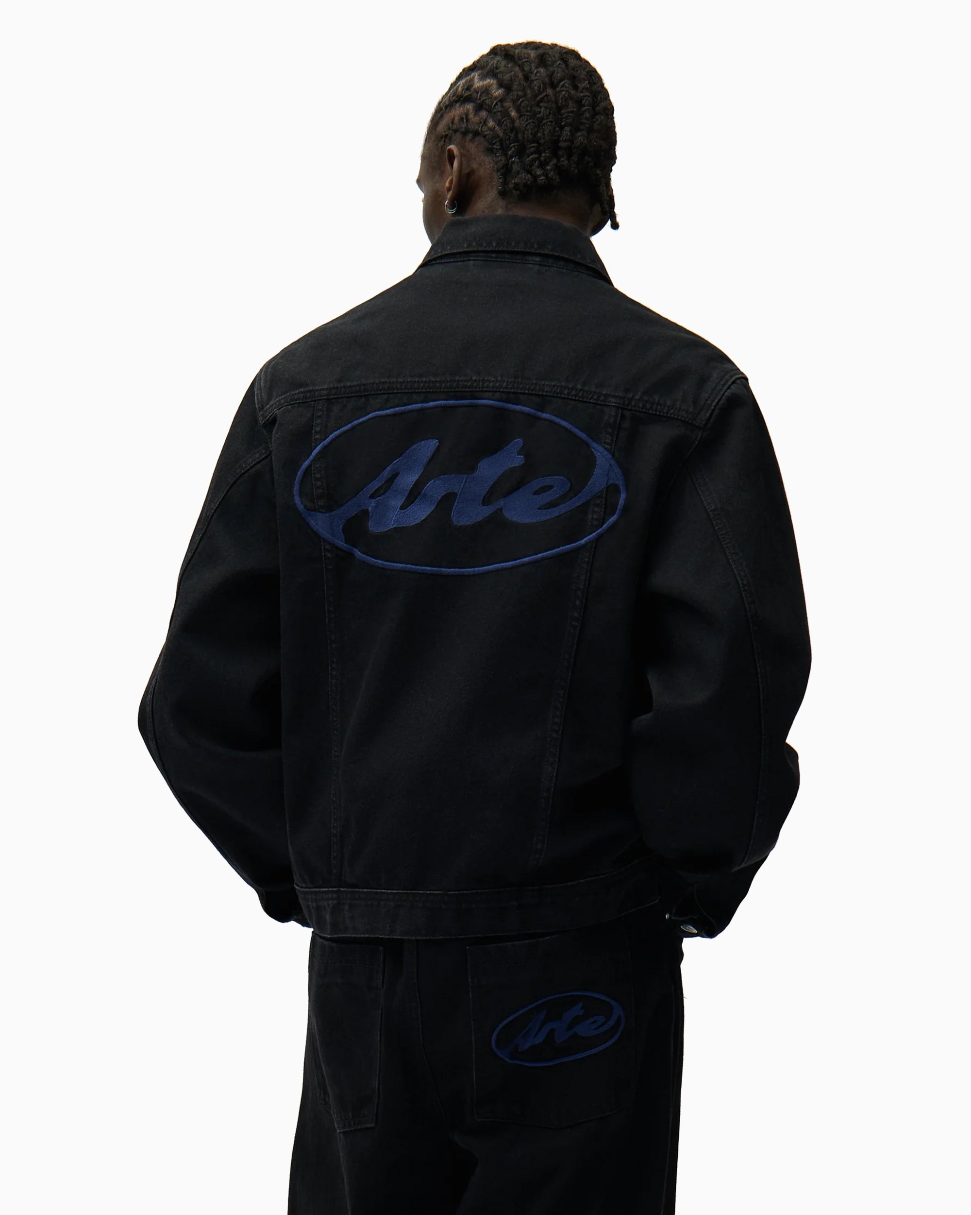 Jackets Coats Arte Antwerp Circle Logo Men's Denim Jacket - SS26-213J-Black