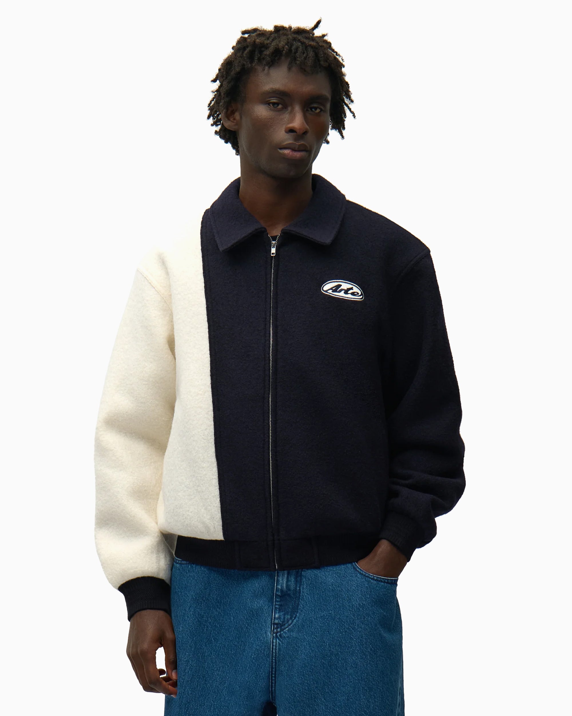 Jackets Coats Arte Antwerp Wool Logo Men's Varsity Jacket - SS26-067J-BlueWhite