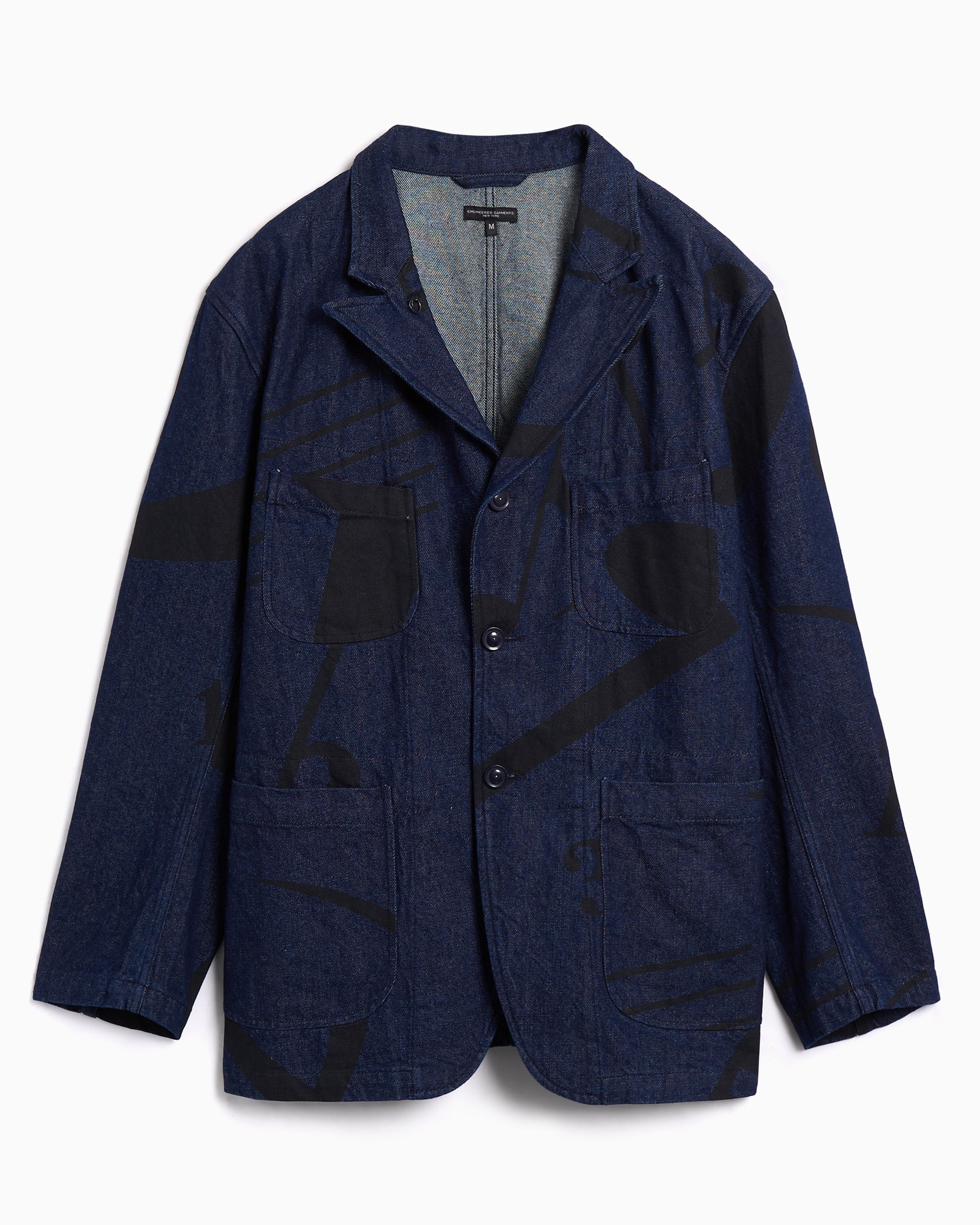 Jackets Coats Engineered Garments Bedford Music Note Graphic Men's Denim Jacket - 25F1D005-CT291
