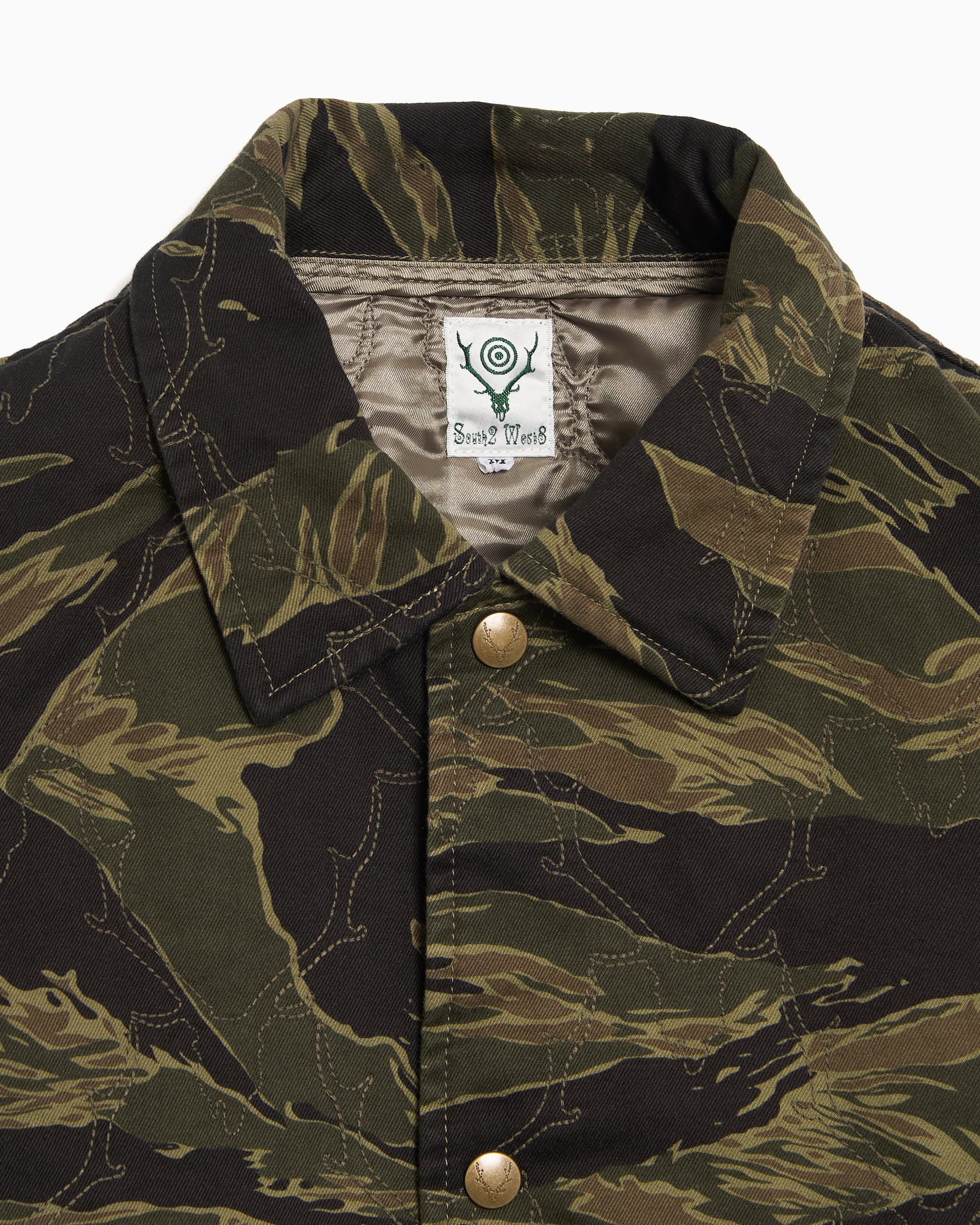 Jackets Coats South2 West8 Skull Quilting Camo Print Relaxed Men's Quilted Jacket - RW574-Camo