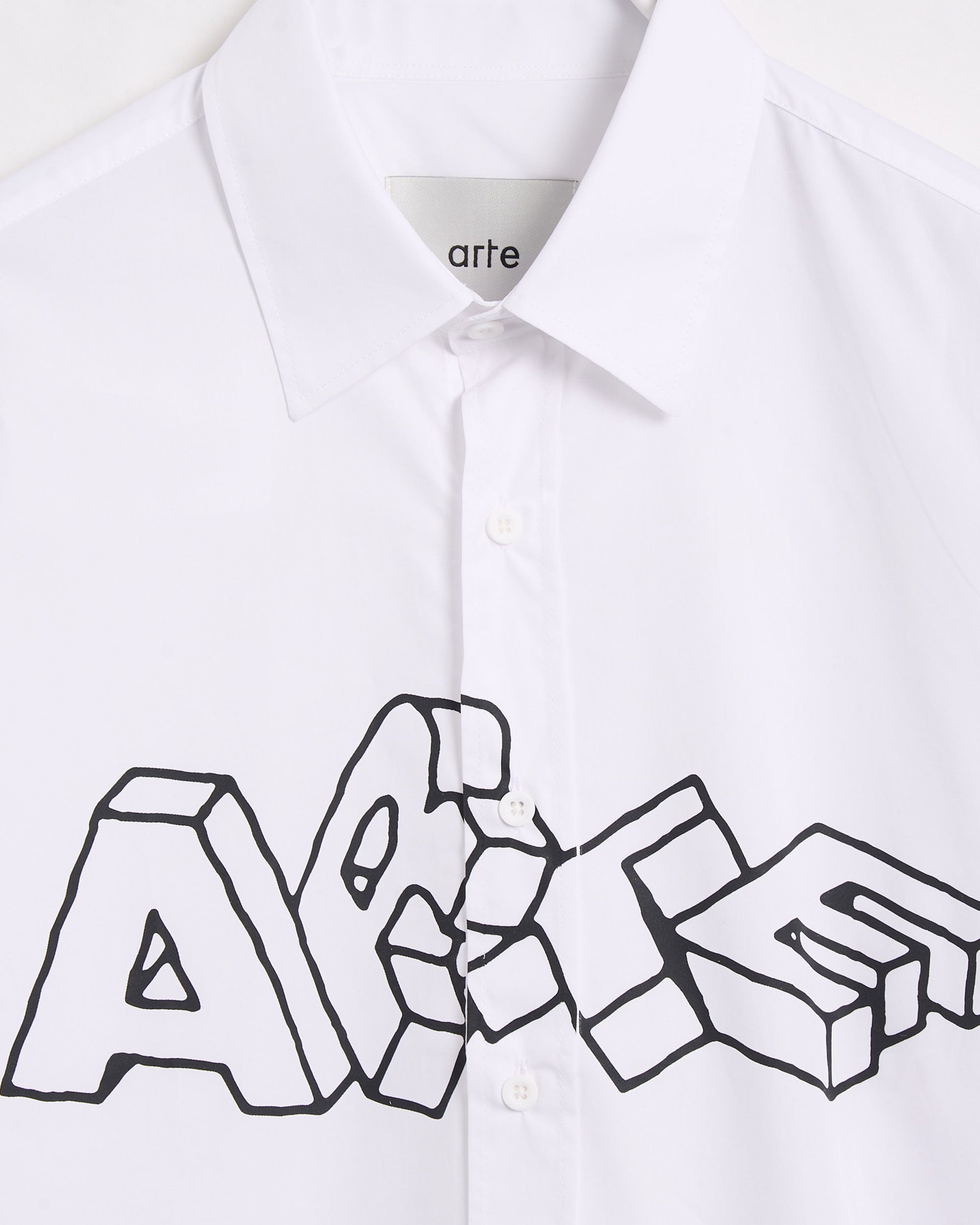 Shirts Arte Antwerp Arte Blocks Graphic Relaxed Men's Shirt - AW25-039S-White