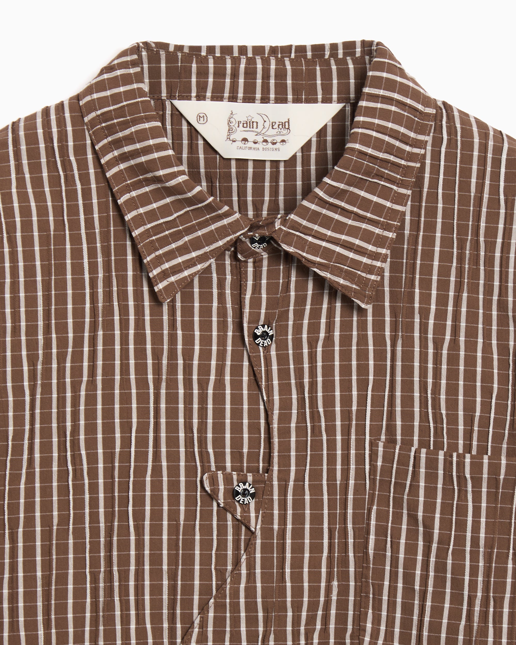 Shirts Brain Dead Organic Placket Striped Relaxed Men's Shirt - BDF25T240045-BROWN