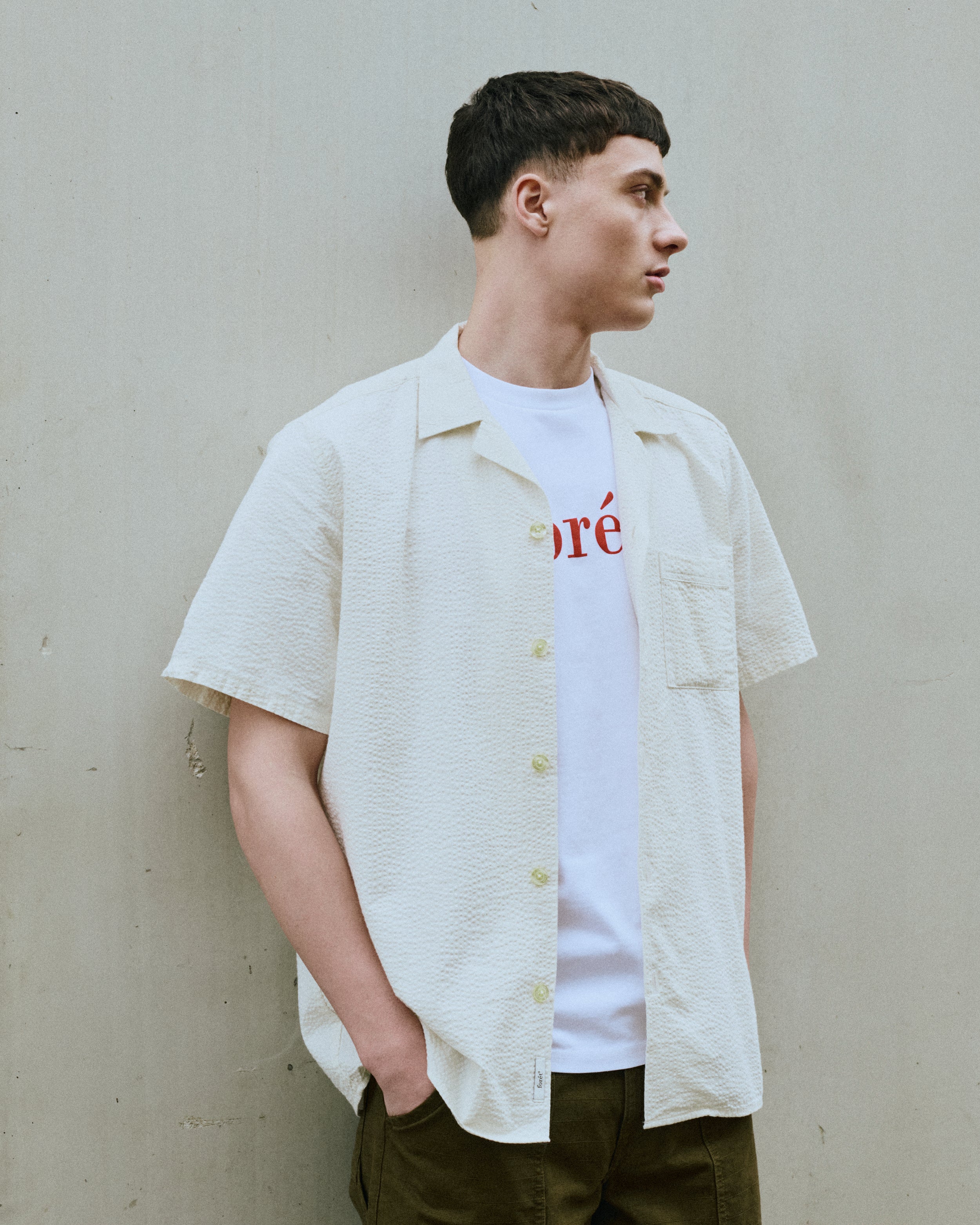 Shirts Forét Hush Seersucker Men's Shirt Men's Shirt - F4810-CLOUD