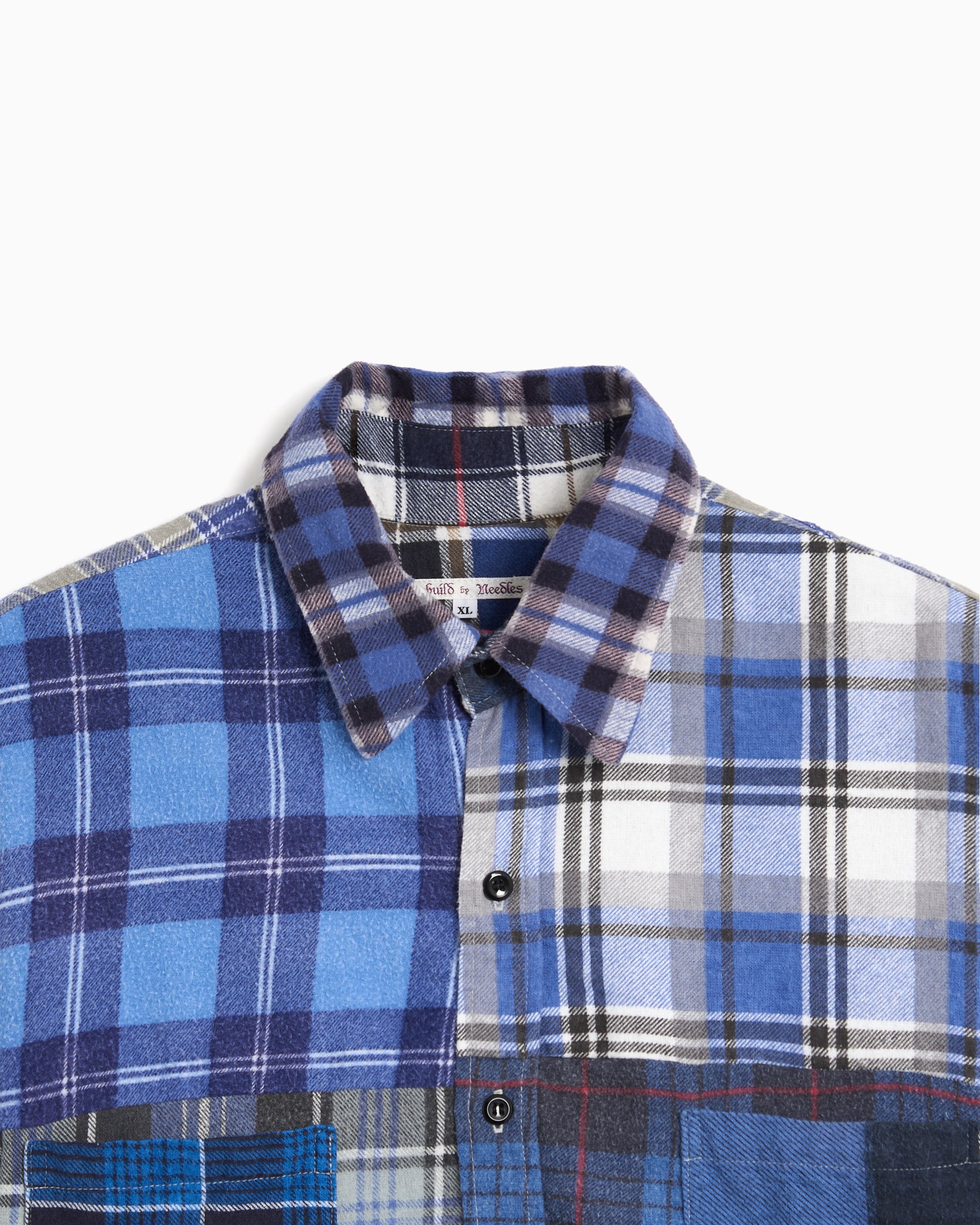 Shirts Needles 7 Cut Flannel Plaid Relaxed Unisex Overshirt - SX488-Assorted-XL