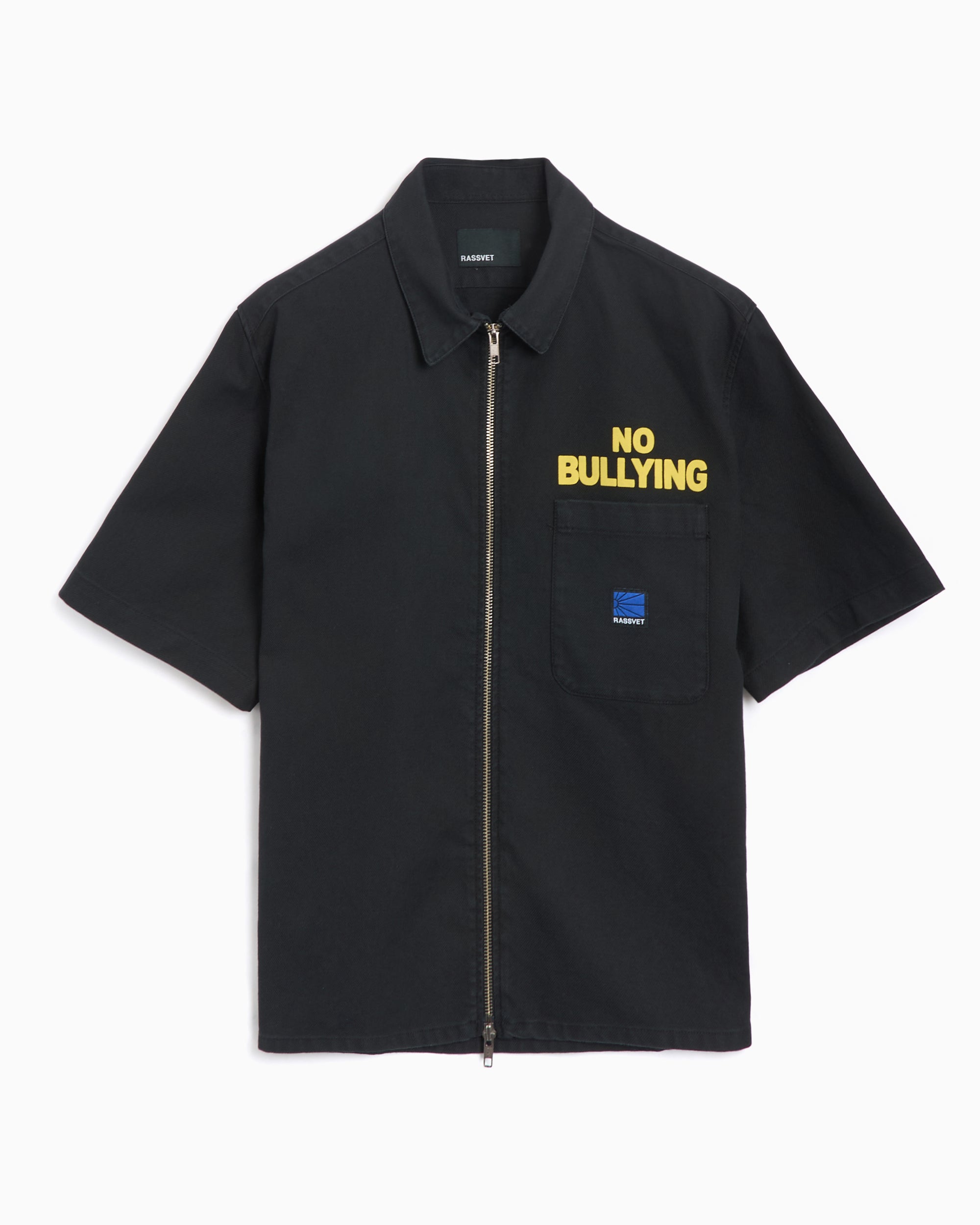 Shirts Rassvet No Bullying Men's Woven Zip Short Sleeve Shirt Men's Shirt - PACC16B003-1