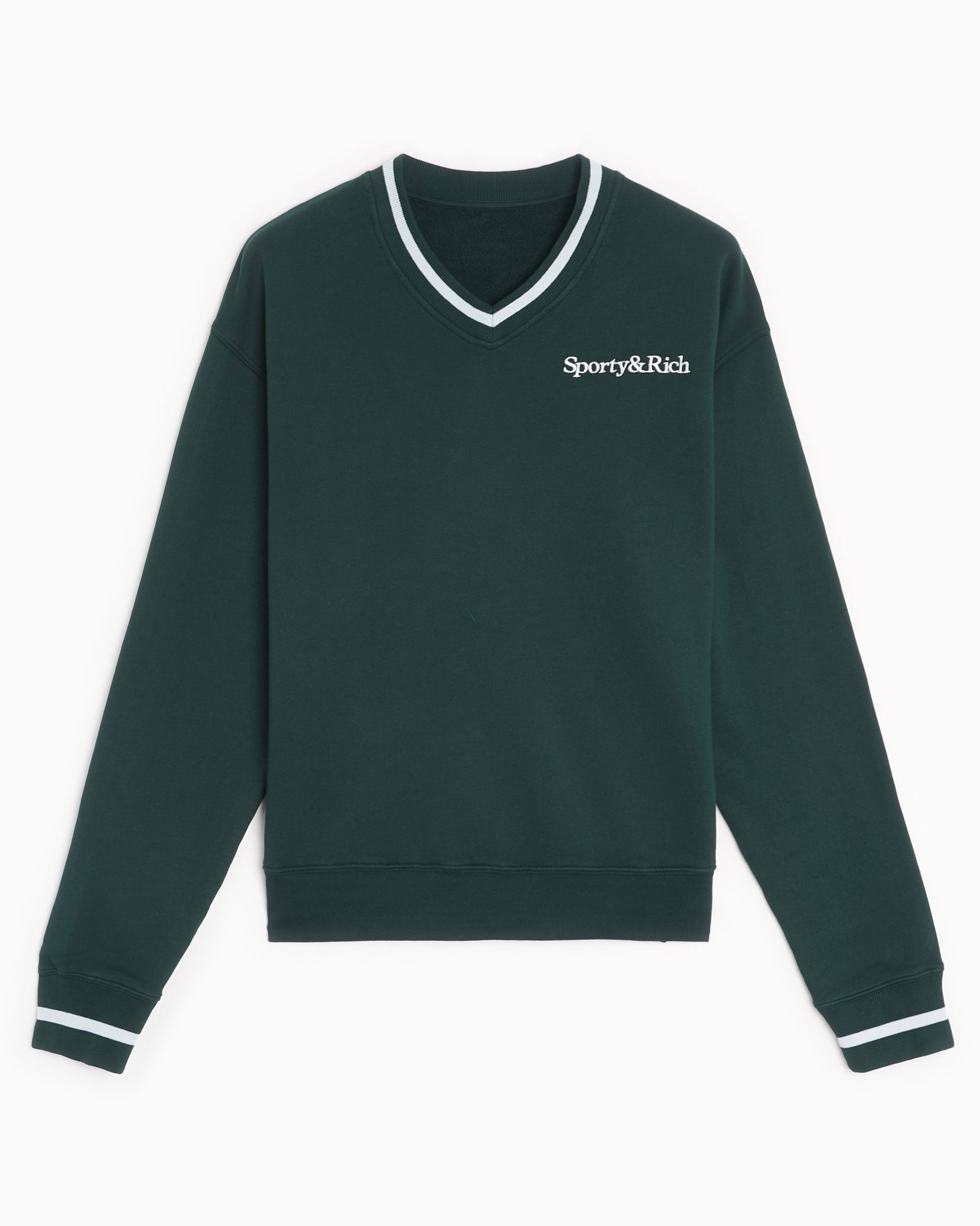 Sweaters Sporty & Rich Embroidered Serif Logo V-Neck Women's Sweater Unisex Sweater - VN871FO