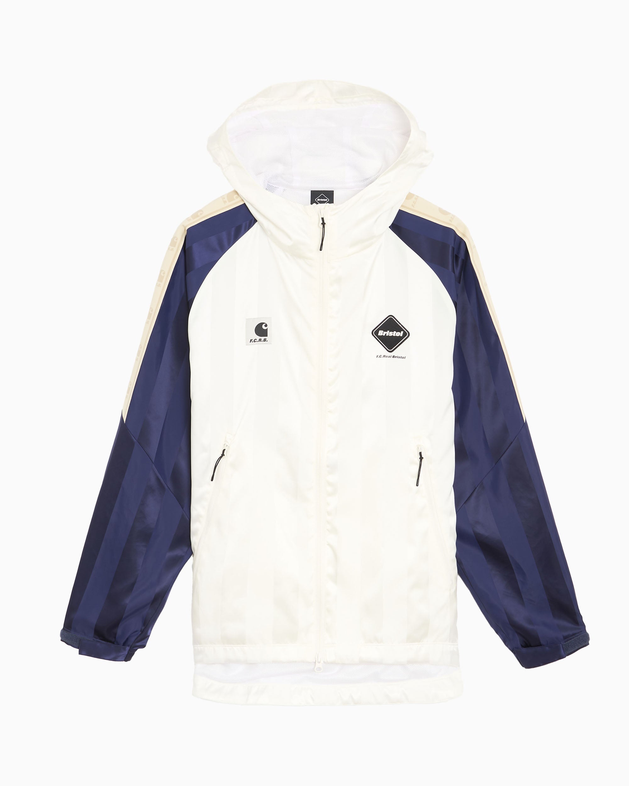 Carhartt WIP x F.C. Real Bristol Warm Up gestreept Sweatshirt met rits