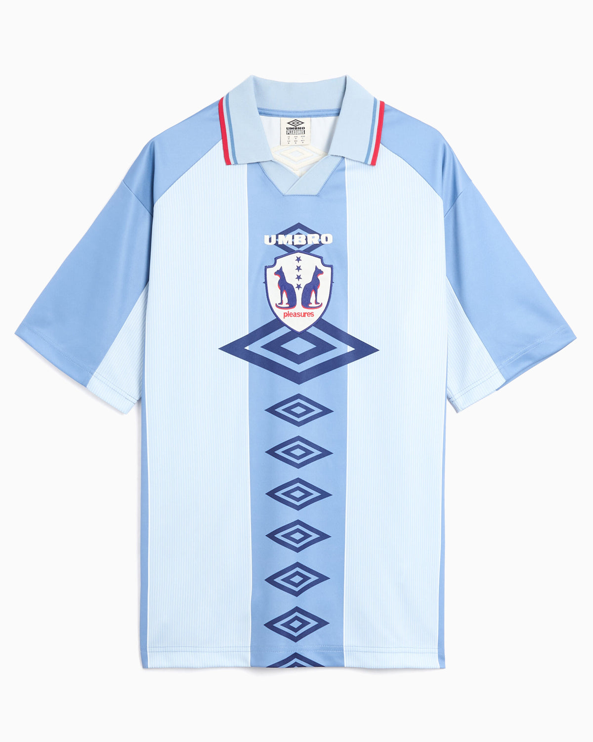 T-Shirts Pleasures x Umbro "Two Cats" Striped Men's Jersey T-Shirt - P26U008-BLUE