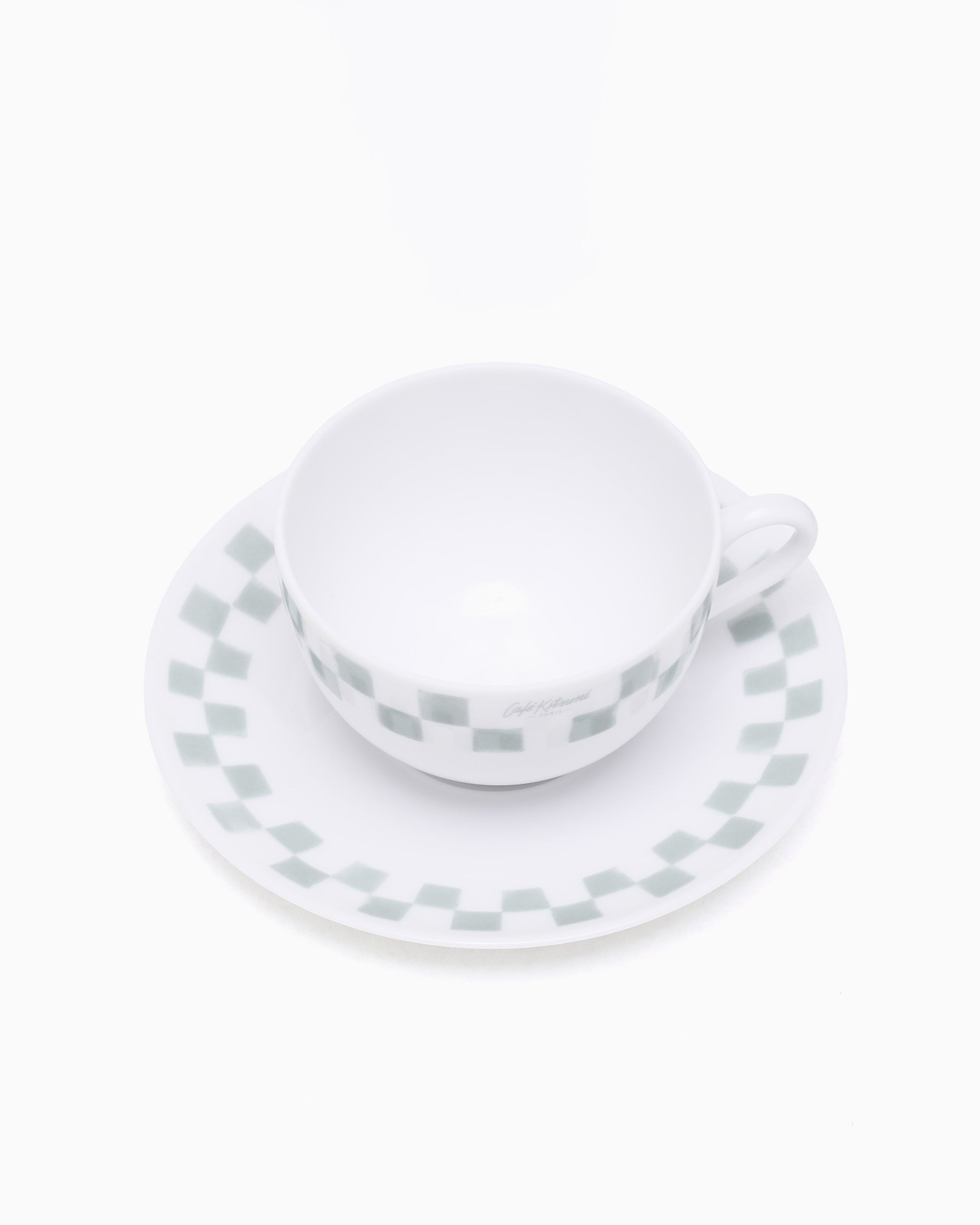 Decoration Café Kitsuné Checkerboard Porcelain Cup and Saucer - PU08111O0010-0386