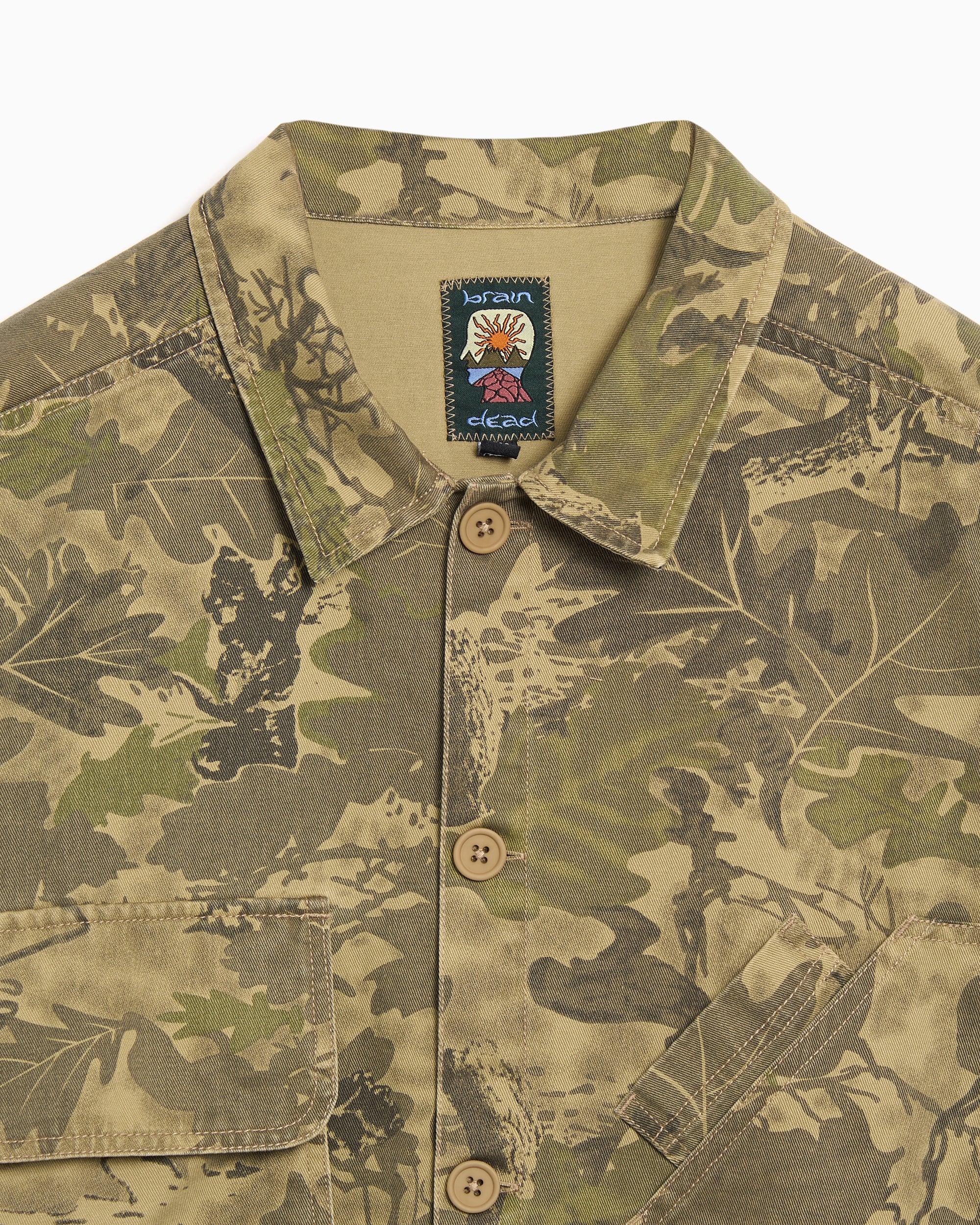 Jackets Coats Brain Dead Military Camo Print Men's Work Jacket - BDF25T170045-FEAFCAMO