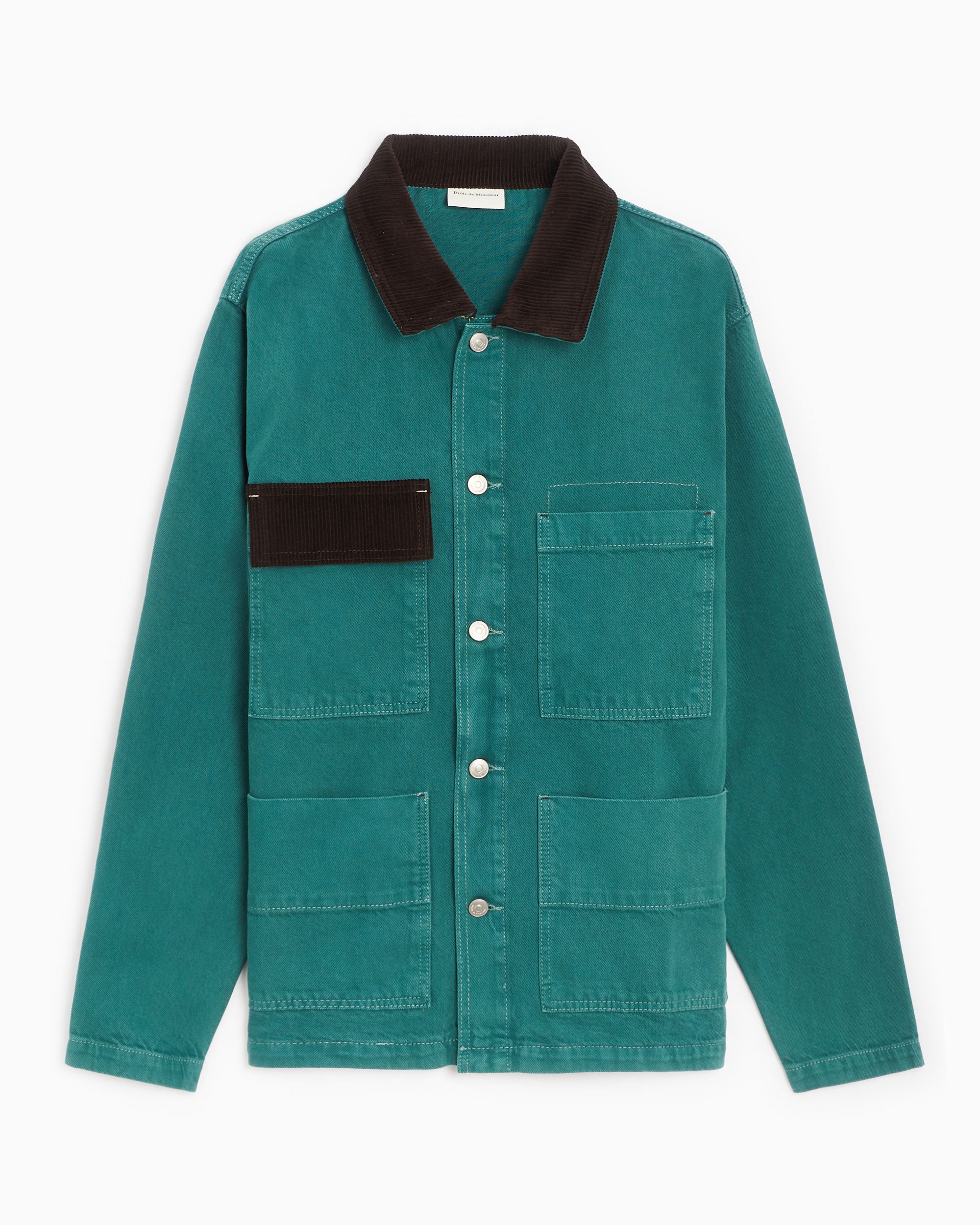 Jackets Coats Drôle de Monsieur Men's Denim Jacket Men's Light Jacket - A-JT119-CO039-GN