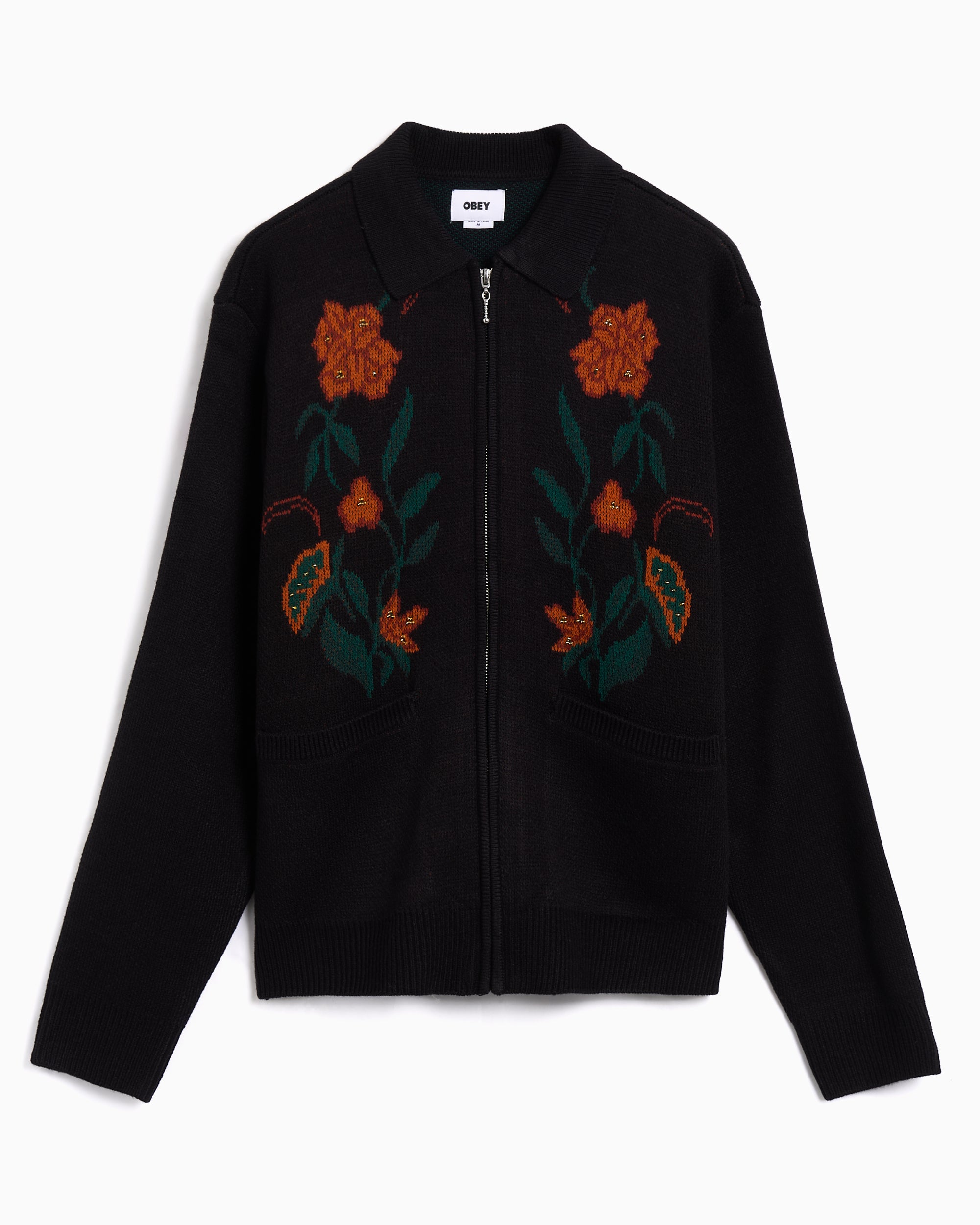 Jackets Coats OBEY Clothing Floral Men's Cardigan - 151010041-BLK