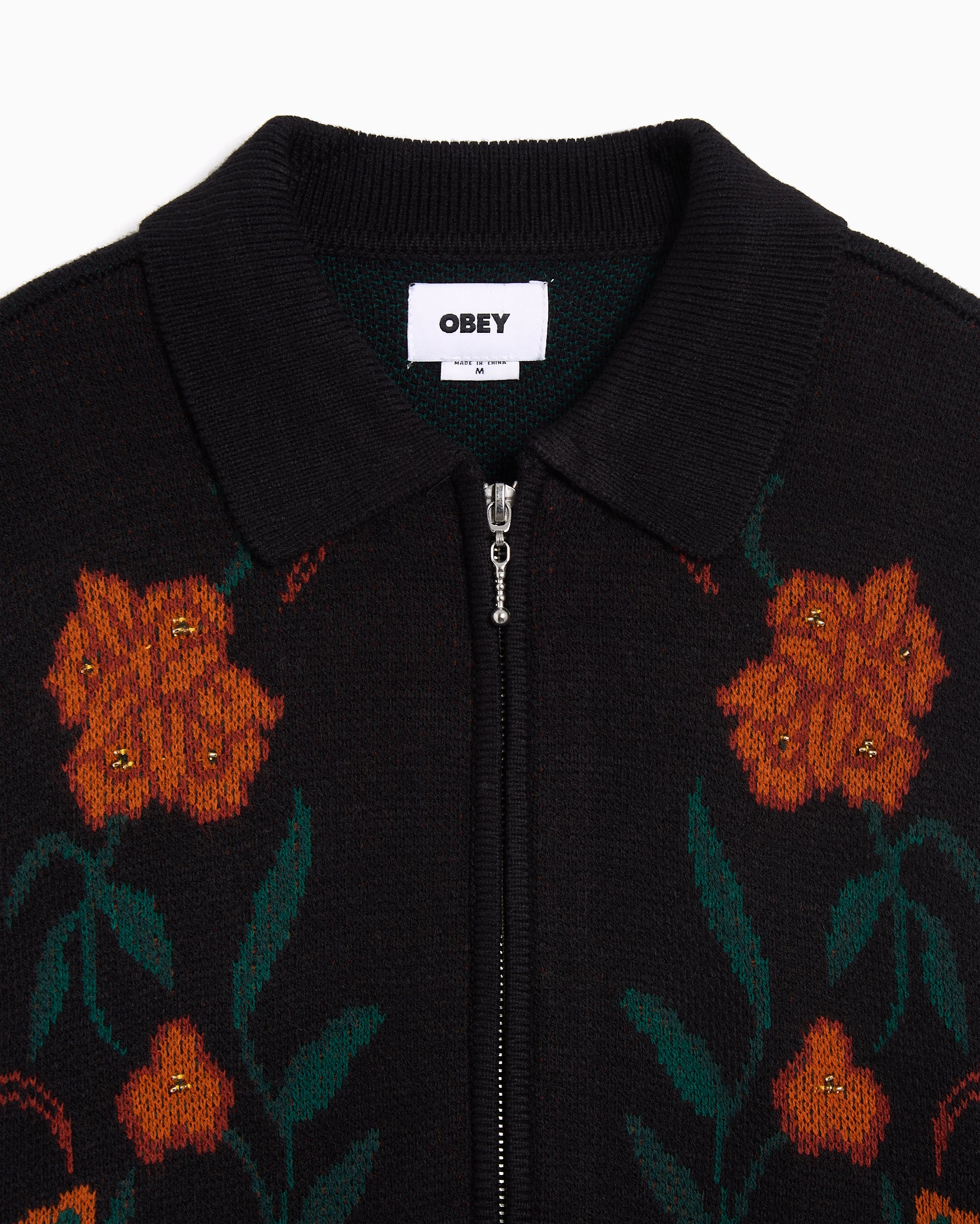 Jackets Coats OBEY Clothing Floral Men's Cardigan - 151010041-BLK