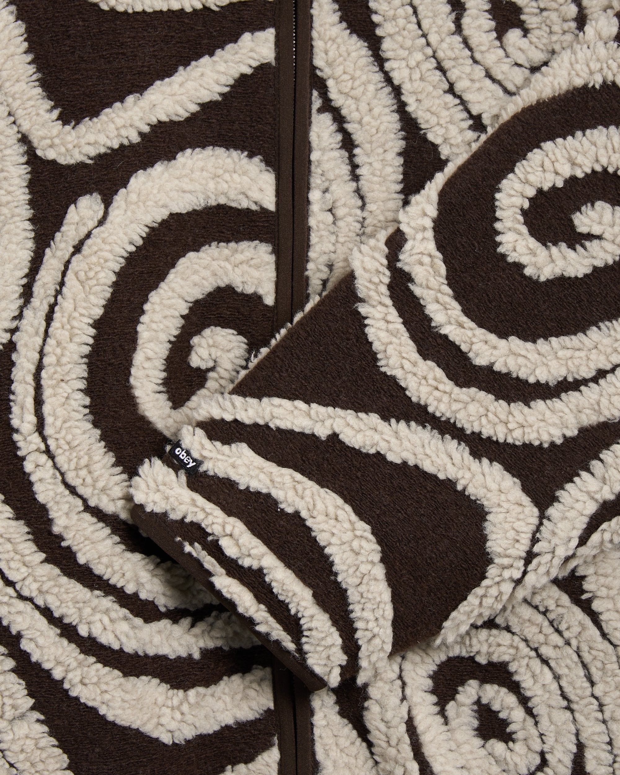 Jackets Coats OBEY Clothing Swirls Jacquard Relaxed Women's Fleece Jacket - 221800445-BWM