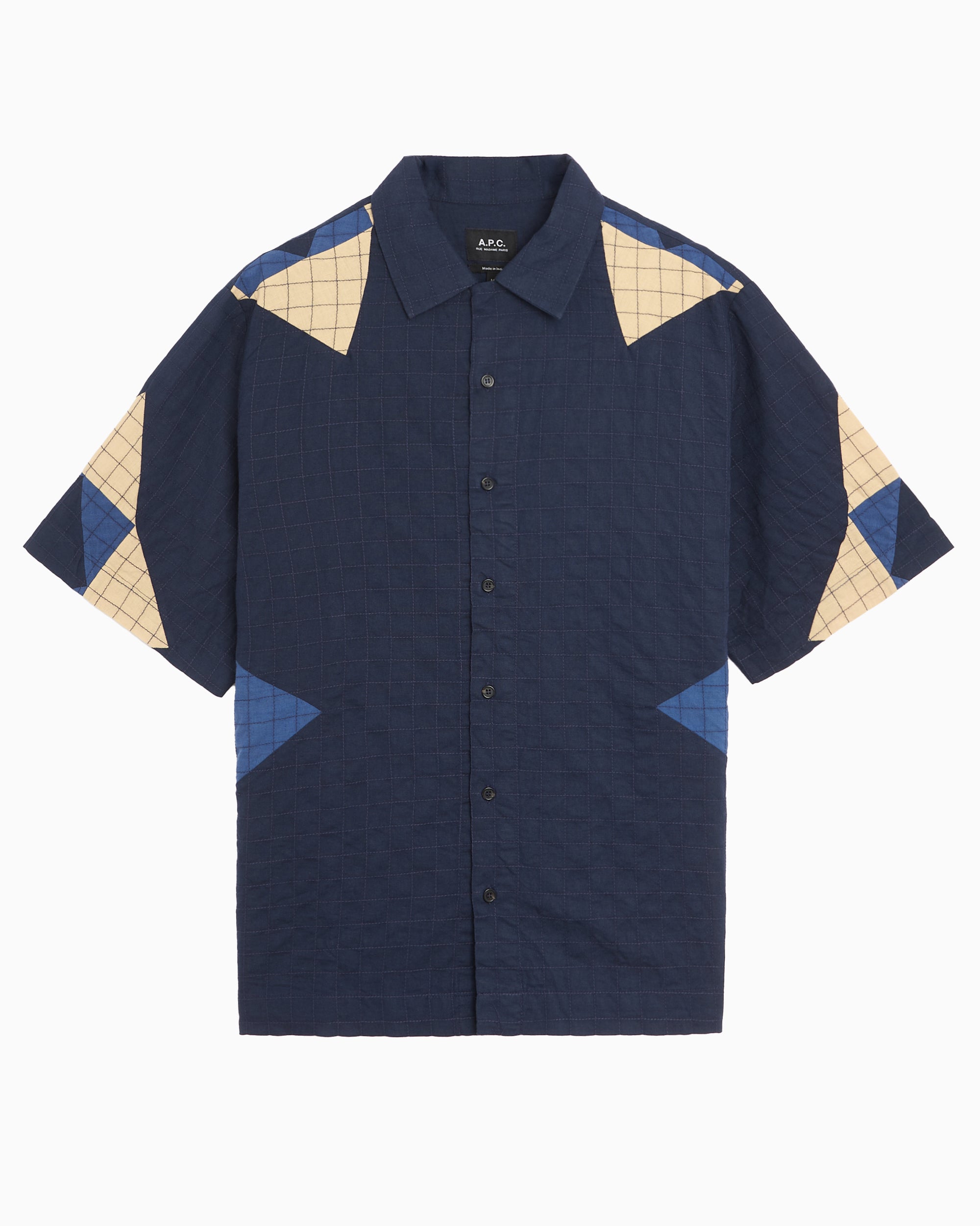 Shirts A.P.C. Patchwork Short-Sleeved Relaxed Men's Shirt - COHOP-H12654-IAI