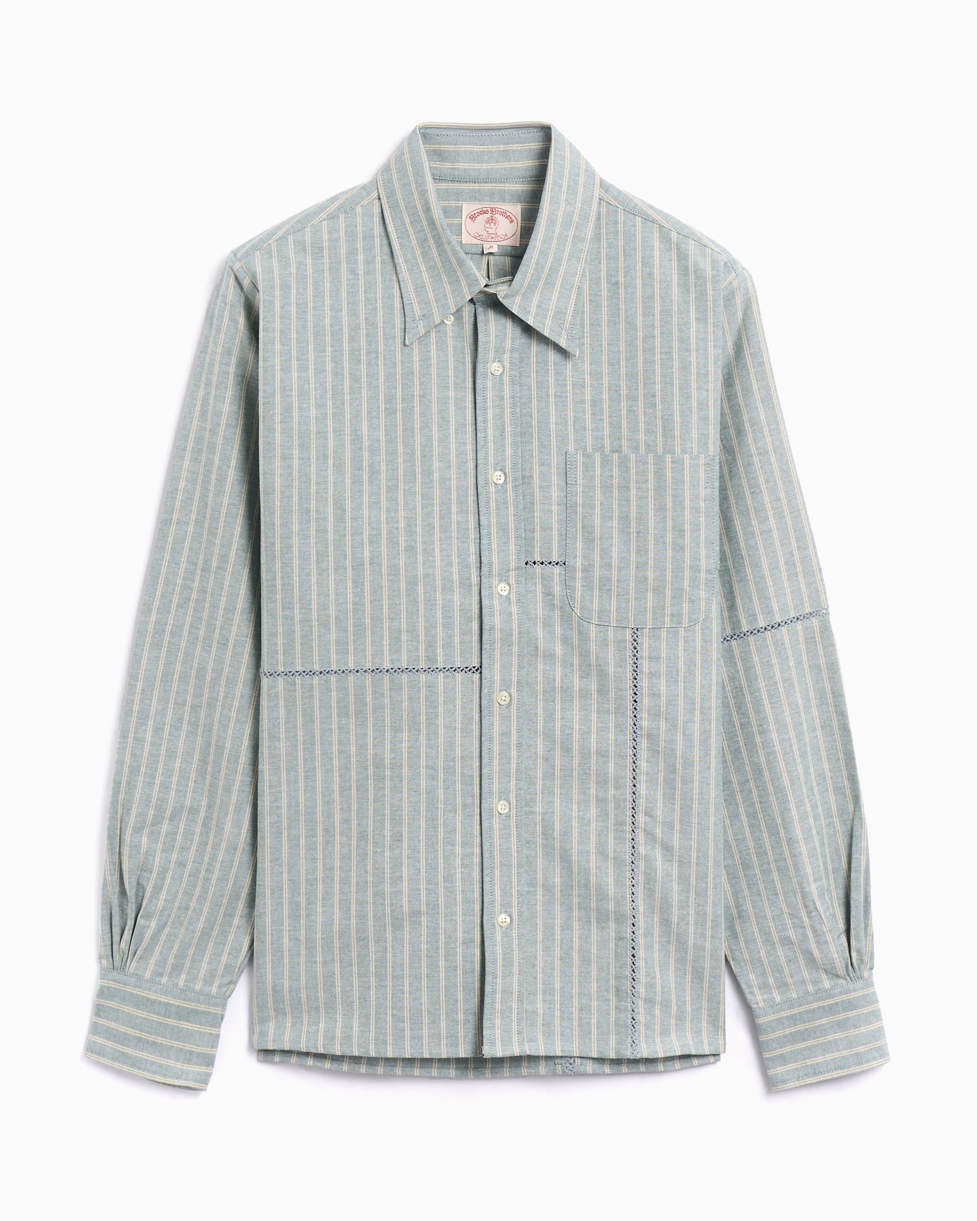 Shirts Brain Dead x Brooks Brothers Patchwork Oxford Striped Men's Shirt - BDS24T240041-GRN