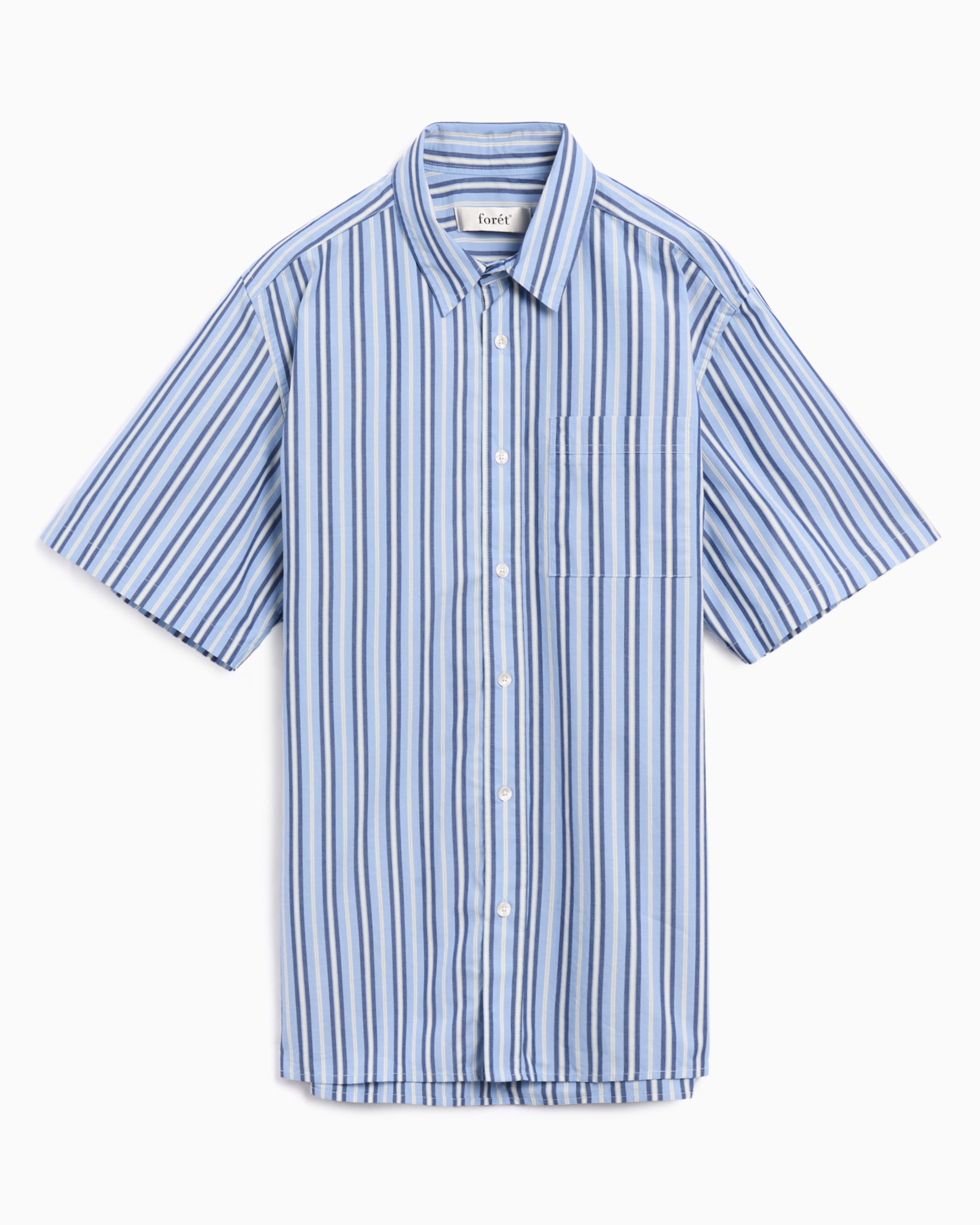 Shirts Forét Atlas Poplin Striped Short-Sleeved Men's Shirt - F6028-LIGHTBLUE