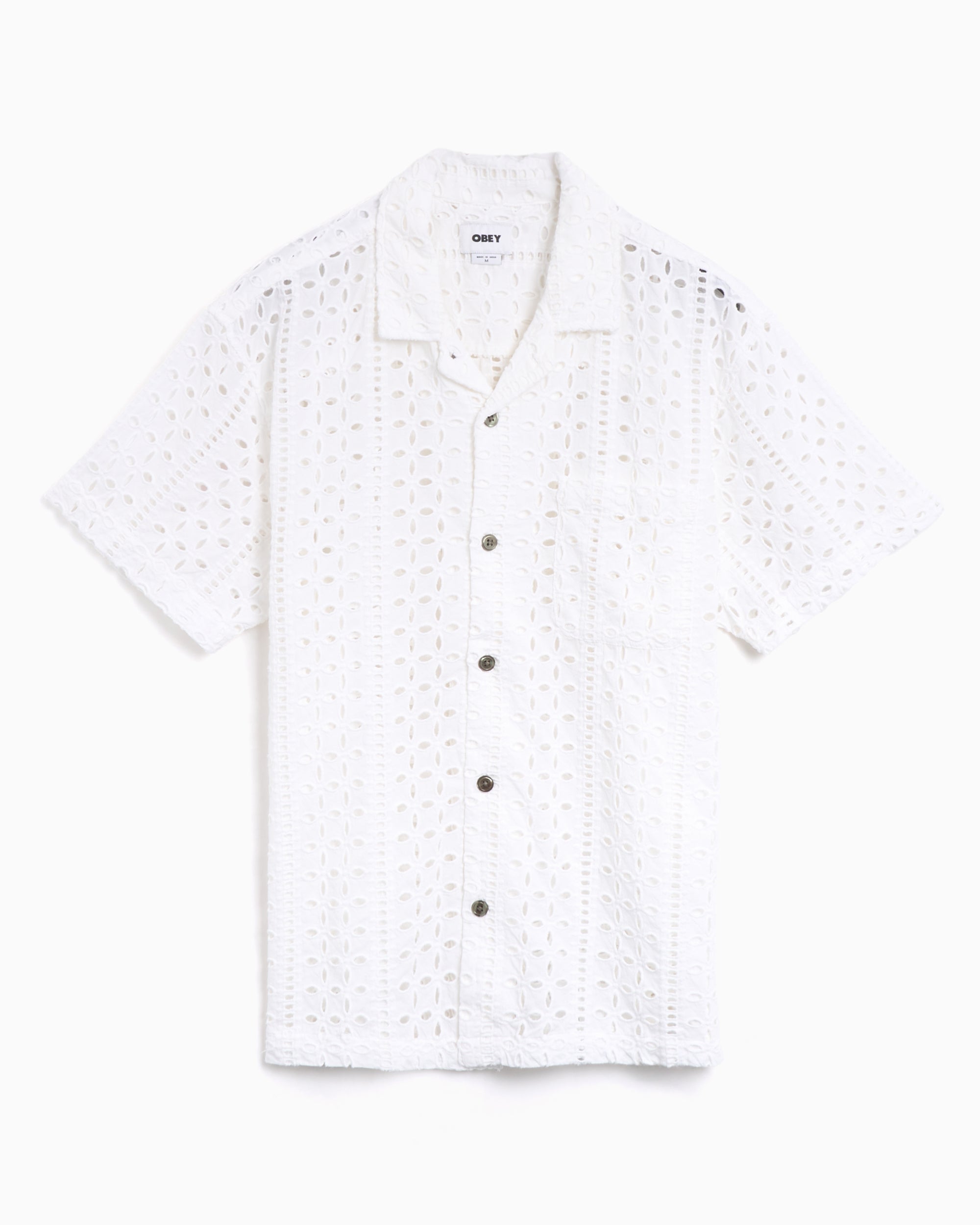 Shirts OBEY Clothing Ayers Men's Woven Shirt Relaxed Men's Shirt - 181210428-WHT