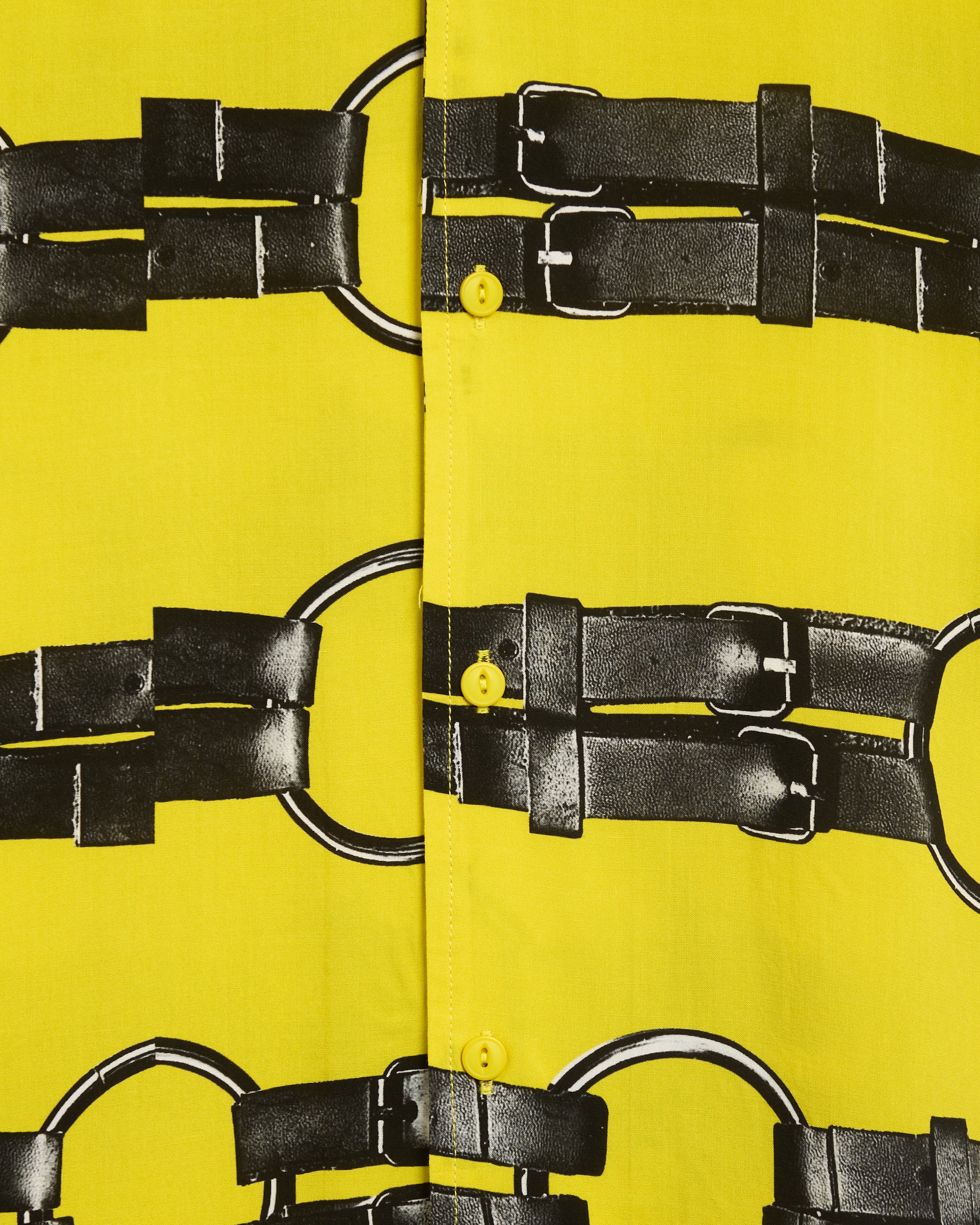 Shirts Pleasures Straps Men's Button Down Short Sleeve Shirt Men's Shirt - P24SU020-YELLOW