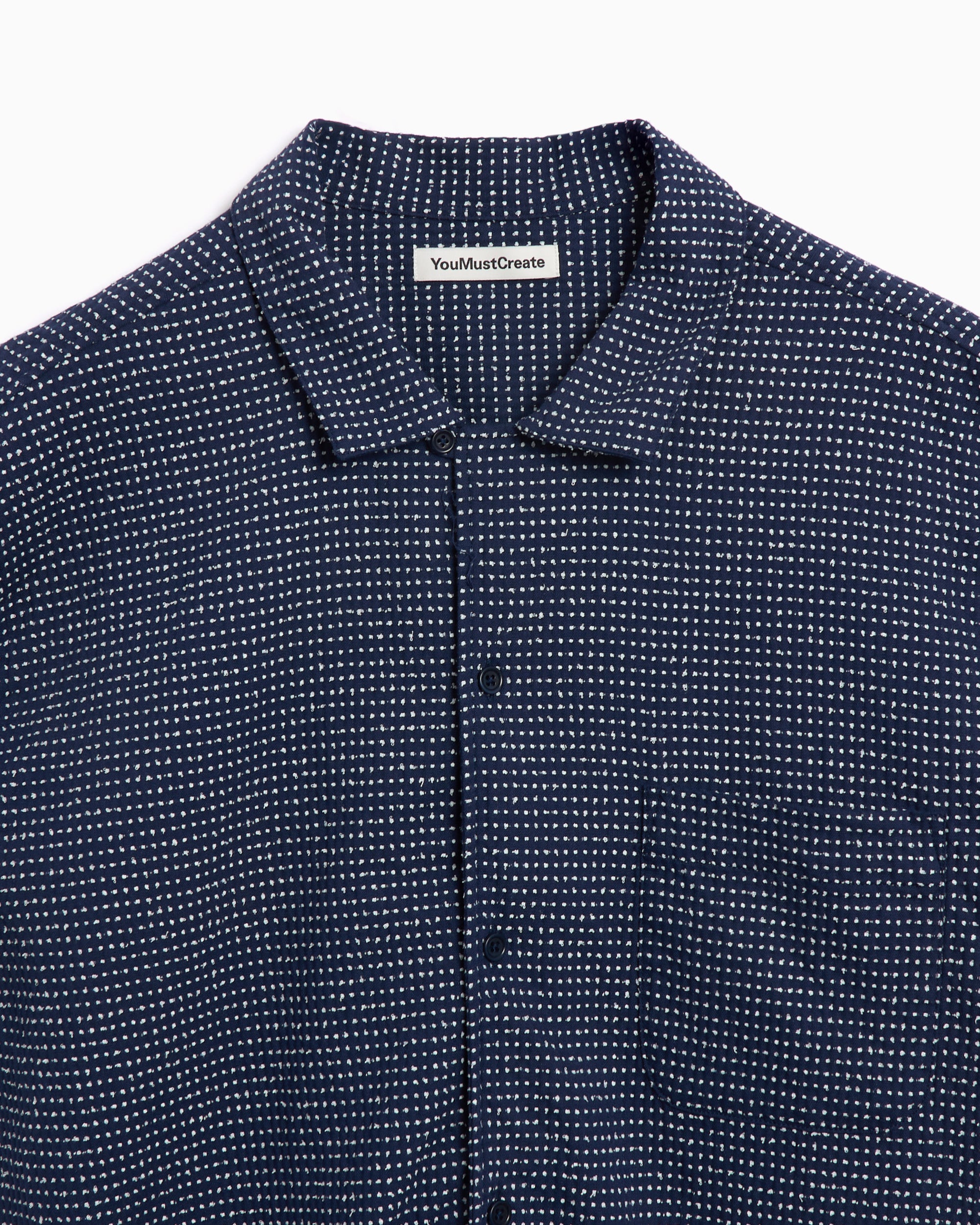 Shirts YMC Malick Men's Short Sleeve Shirt Men's Shirt - P2YAW-BLUE/WHITE