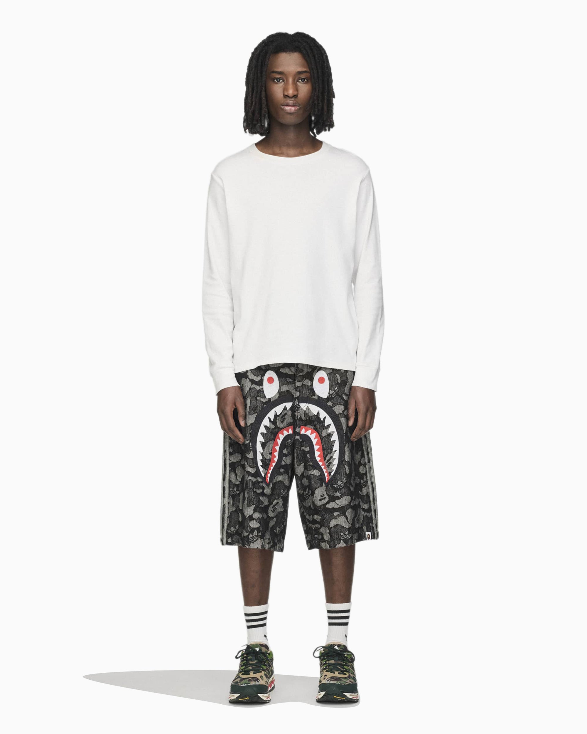 adidas Originals x BAPE Shark Denim Jorts Relaxed Korte Broek voor her