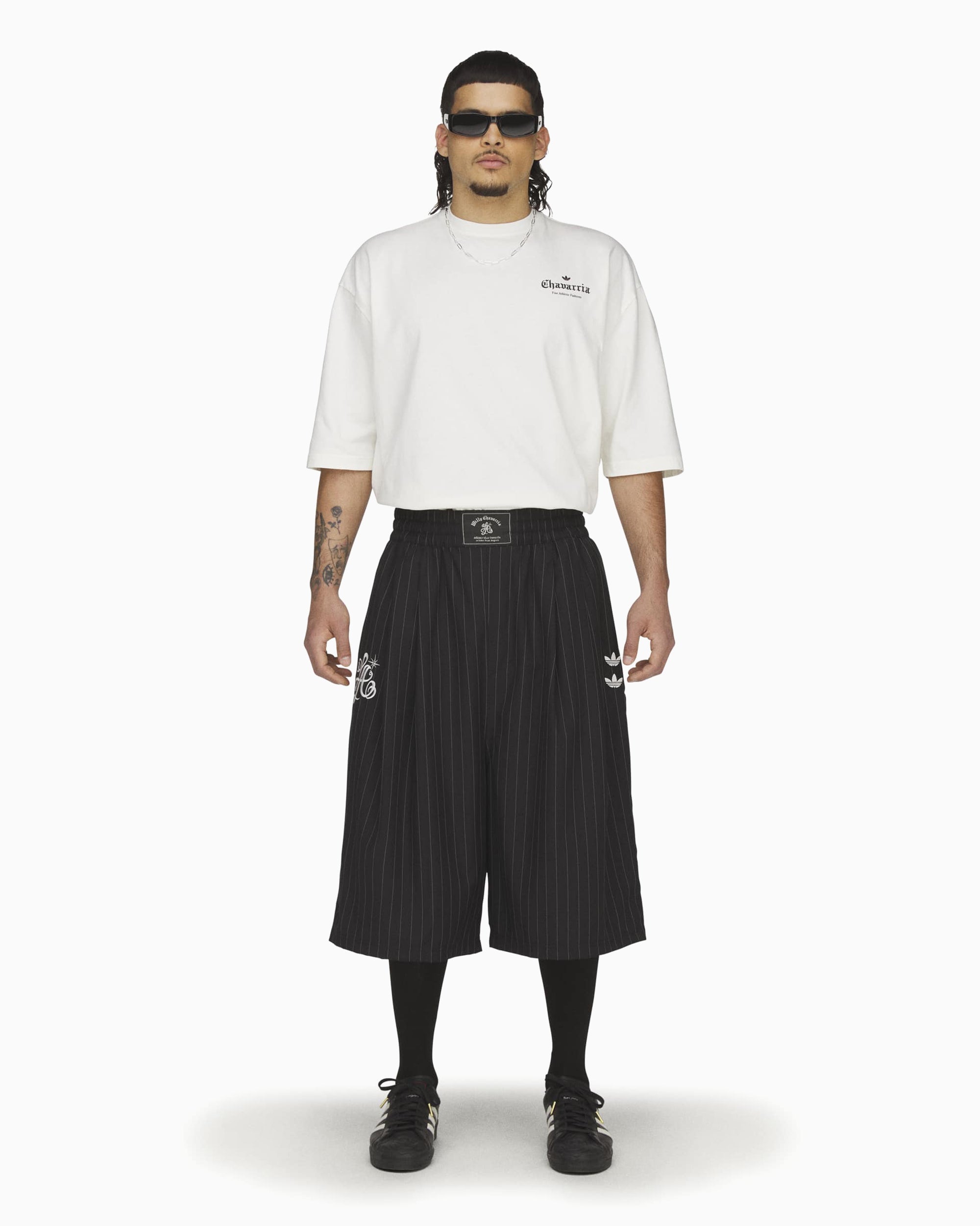adidas Originals x Willy Chavarria Pinstripe Oversize Korte Broek voor