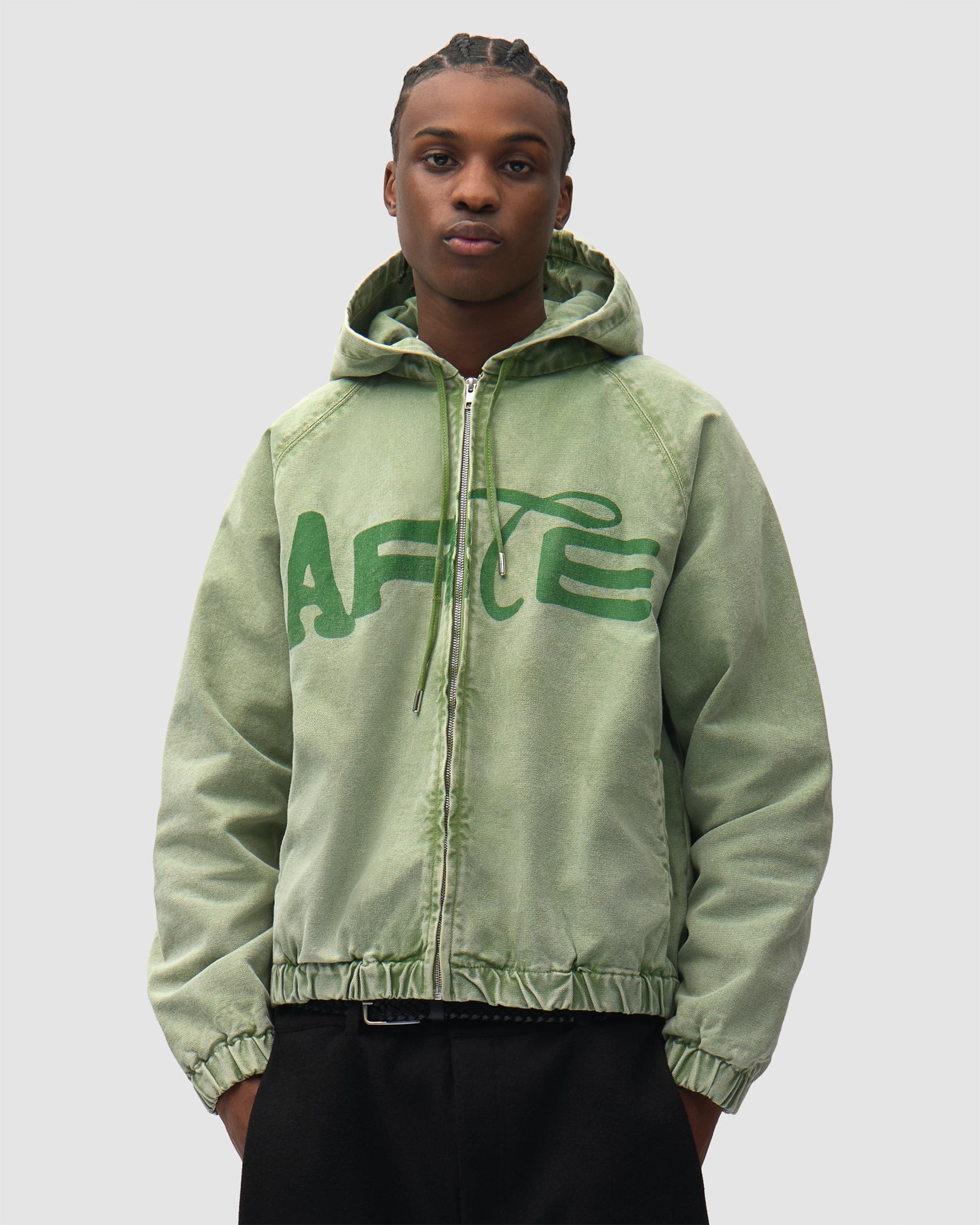Sweatshirts Arte Antwerp Polyform Canvas Logo Boxy Men's Zip-Up Sweatshirt - AW26-011J-Green