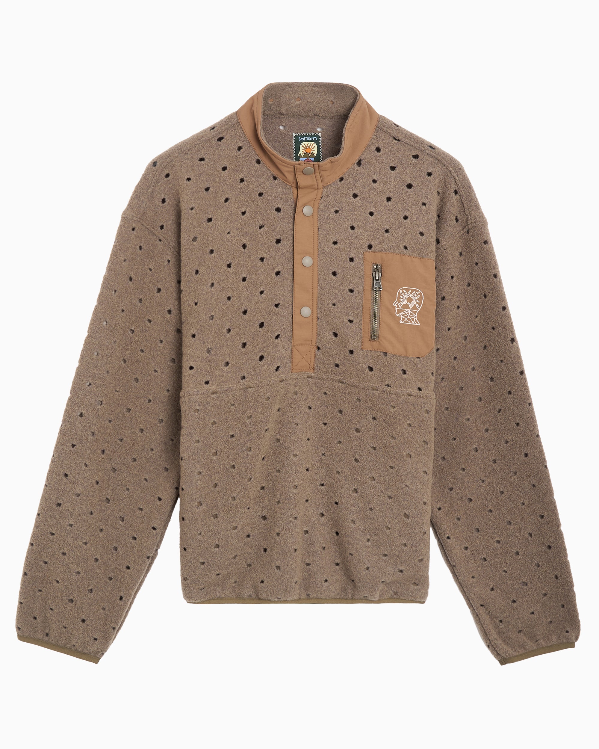 Sweatshirts Brain Dead Hole Mock Neck Relaxed Men's Half Zip Sweatshirt - BDP26O02004848BR01