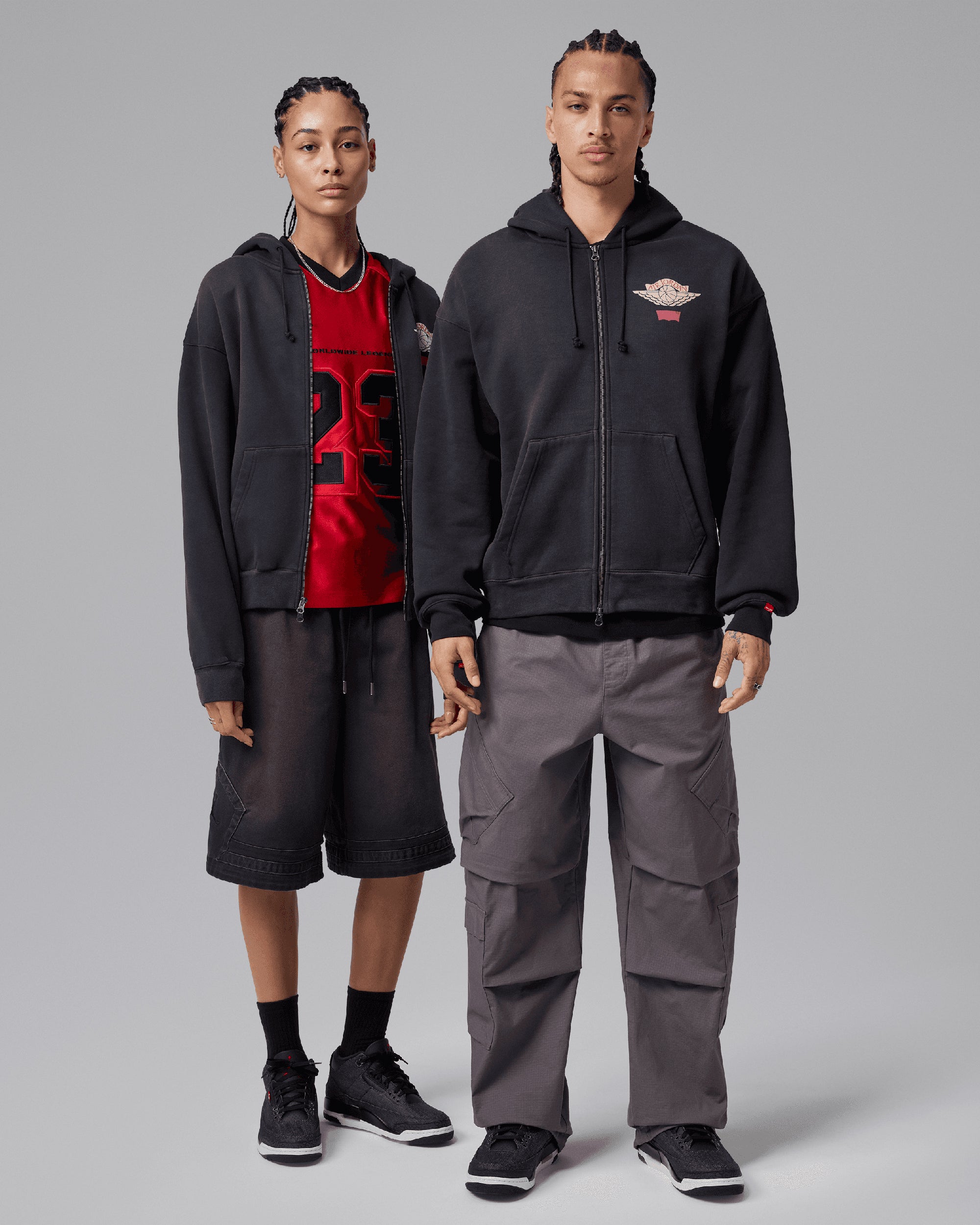 Sweatshirts Jordan x Levi's Logo With Hood Relaxed Men's Zip-Up Sweatshirt - IM6734-010