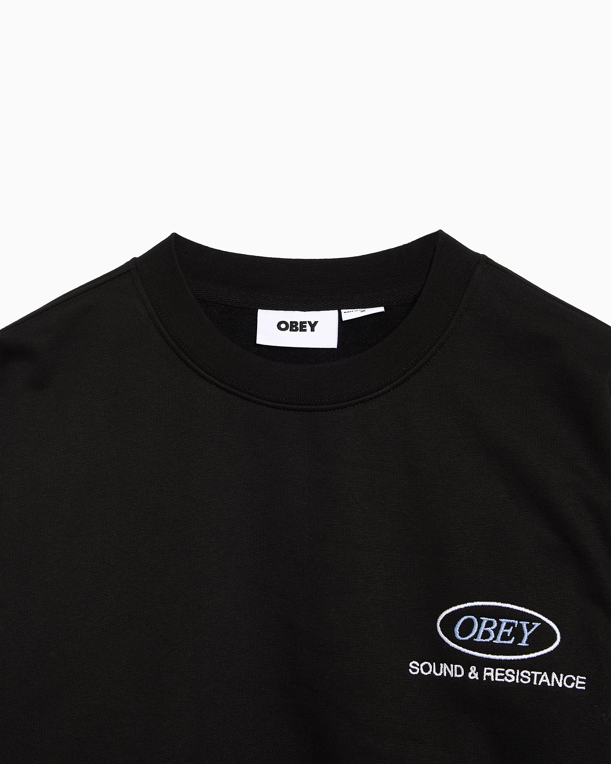 Sweatshirts OBEY Clothing Sound Crew Logo Men's Sweatshirt - 112480166-BLK