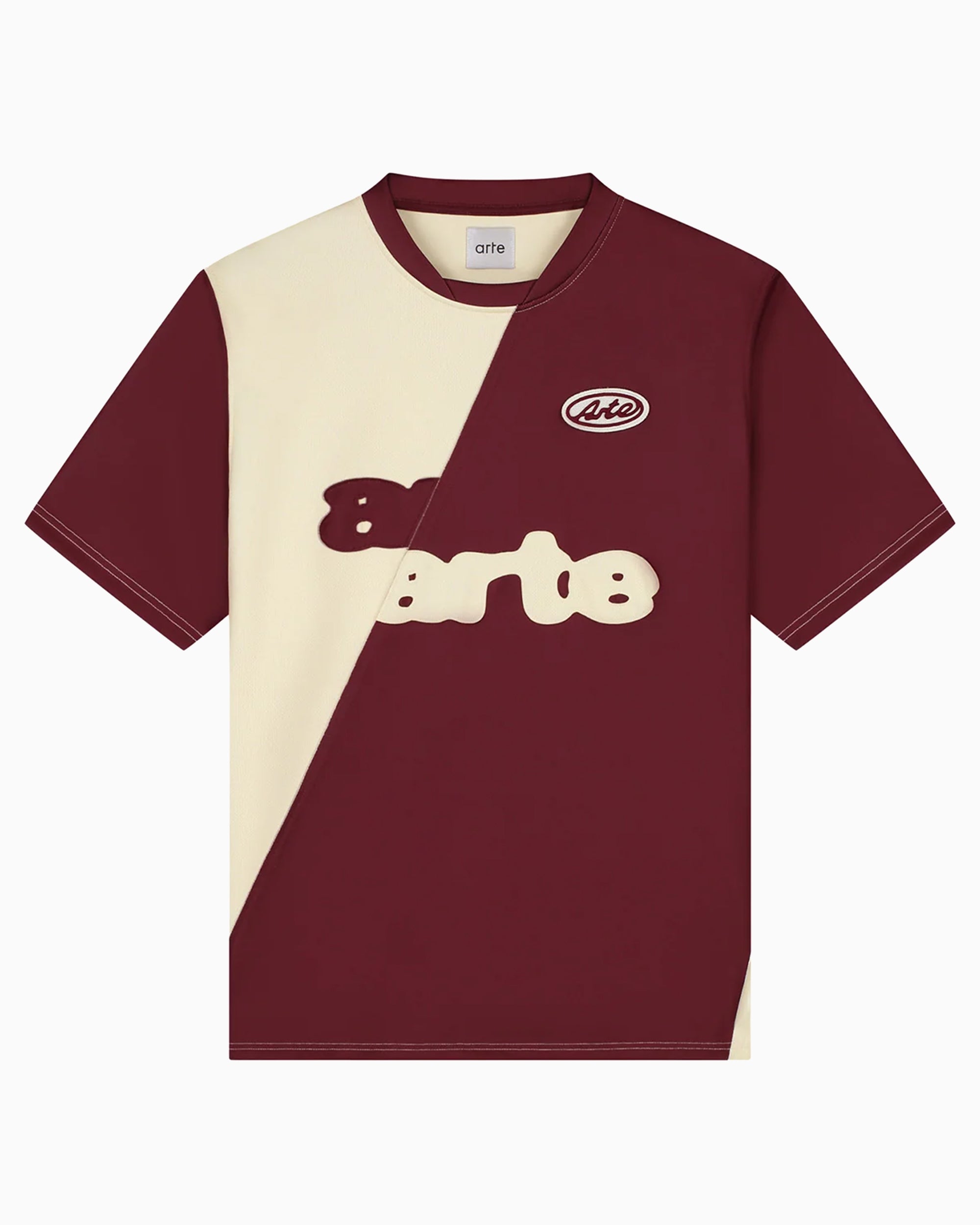 T-Shirts Arte Antwerp Football Embroidered Relaxed Men's T-Shirt - SS26-082T-BordeauxCream