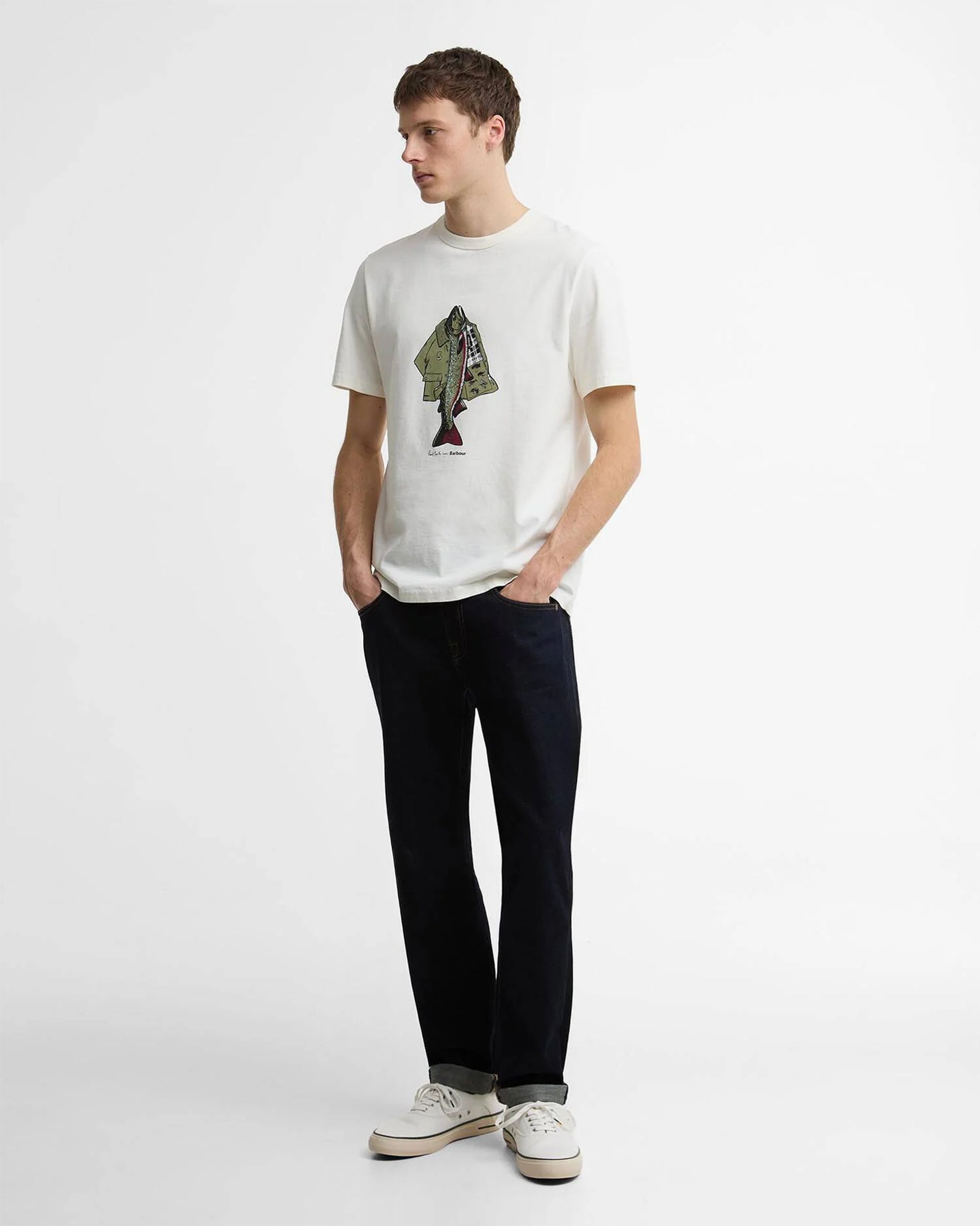 T-Shirts Barbour x Paul Smith Fishing Jacket Graphic Men's T-Shirt - MTS1612WH32