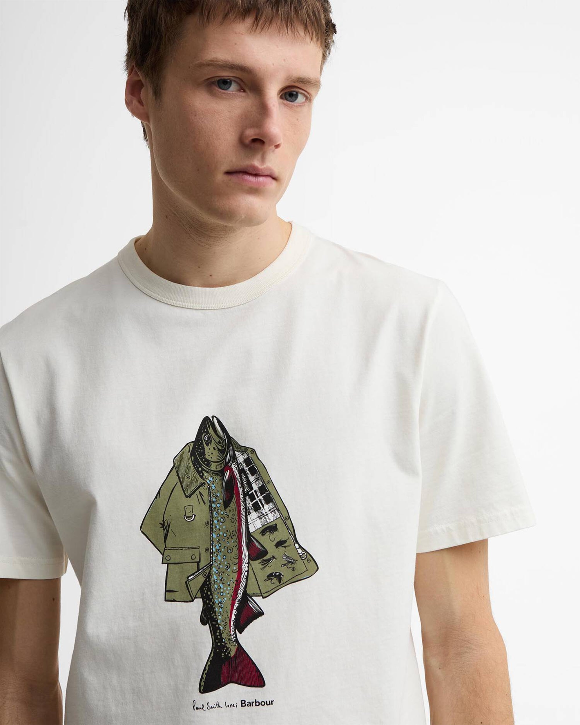T-Shirts Barbour x Paul Smith Fishing Jacket Graphic Men's T-Shirt - MTS1612WH32
