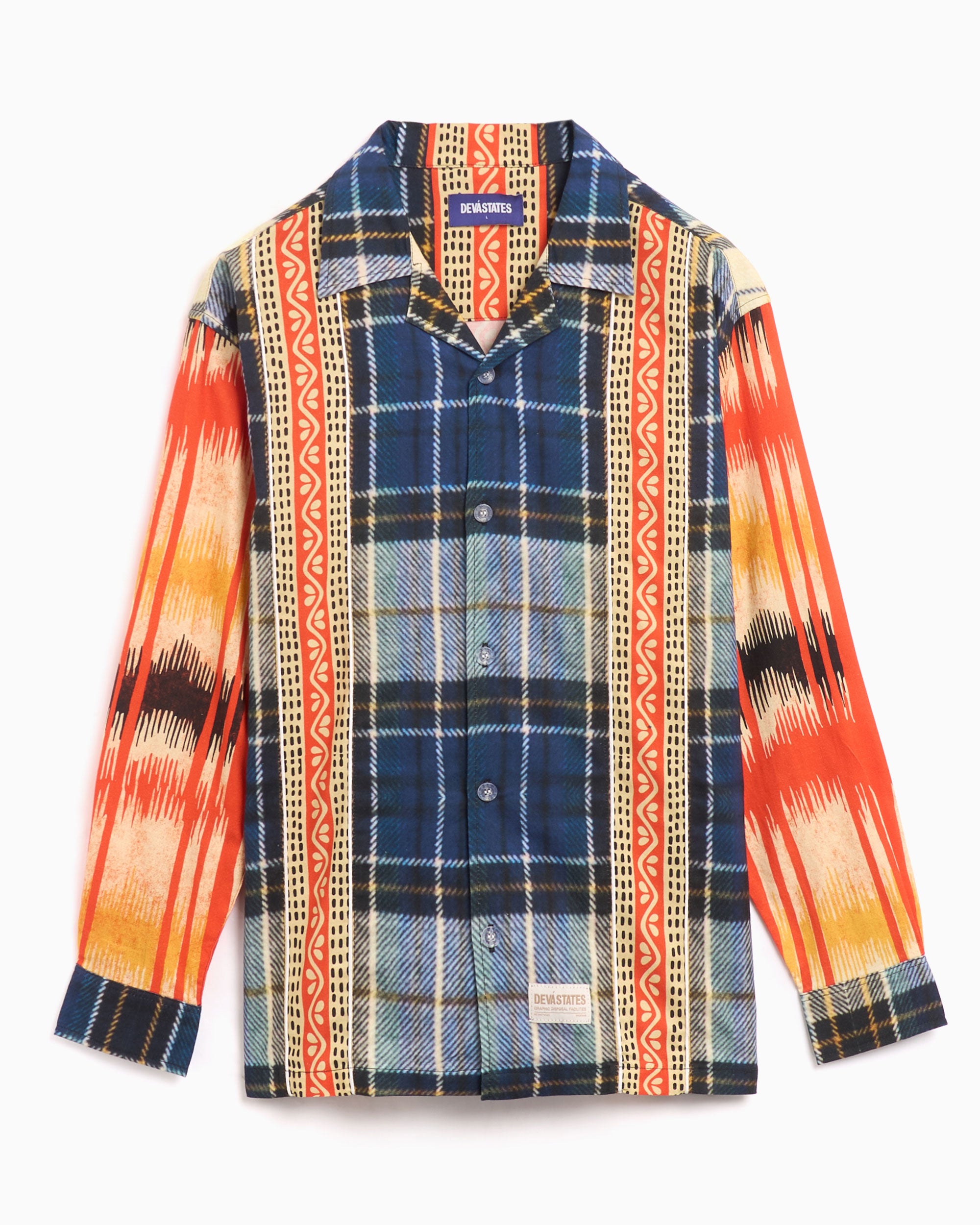 T-Shirts DEVÁ STATES Ikat Men's Long Sleeve Linen Shirt Men's T-Shirt - DSB4M203F24