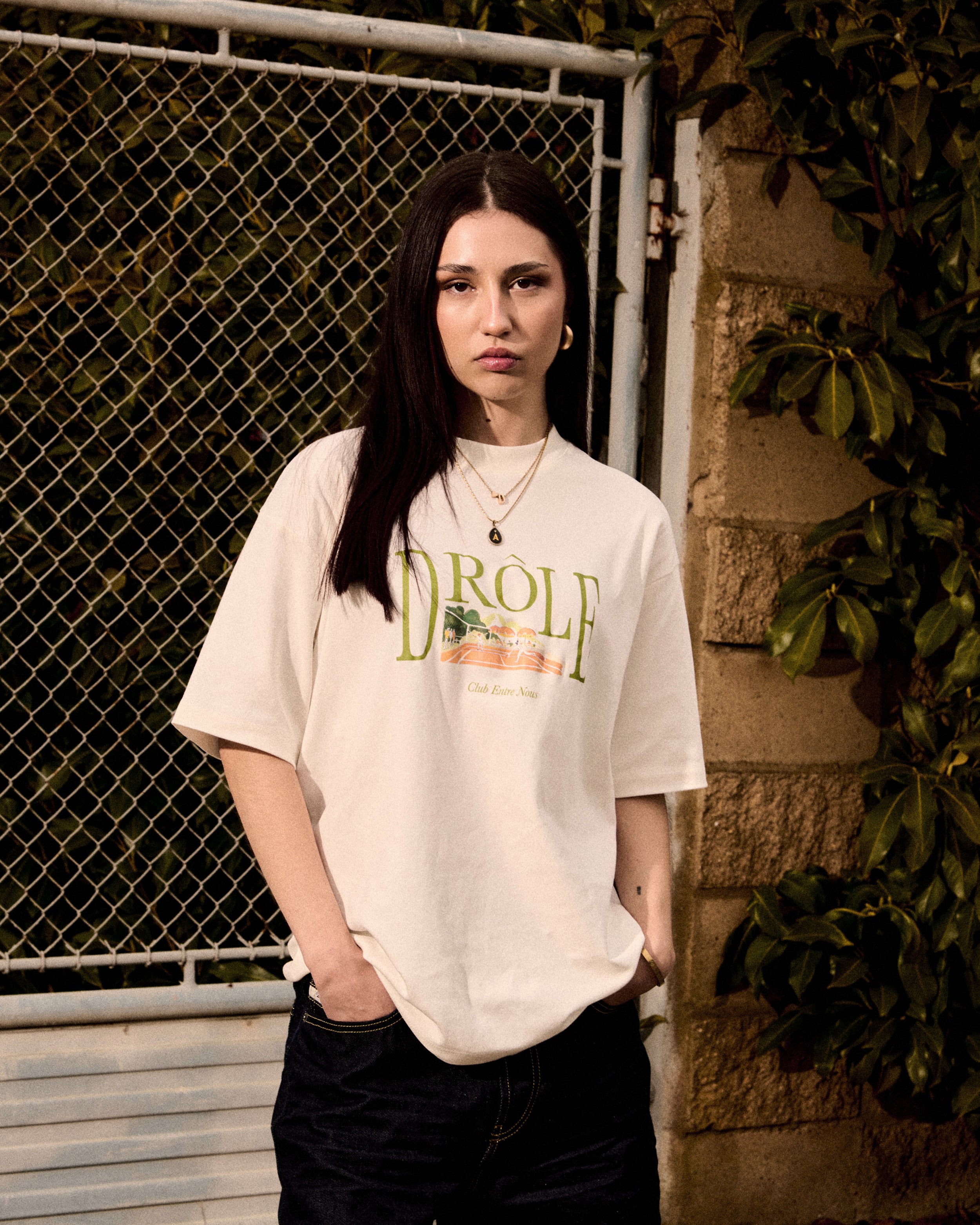 T-Shirts Drôle de Monsieur Tennis Court Men's T-Shirt Men's T-Shirt - TS246-CO002-OW