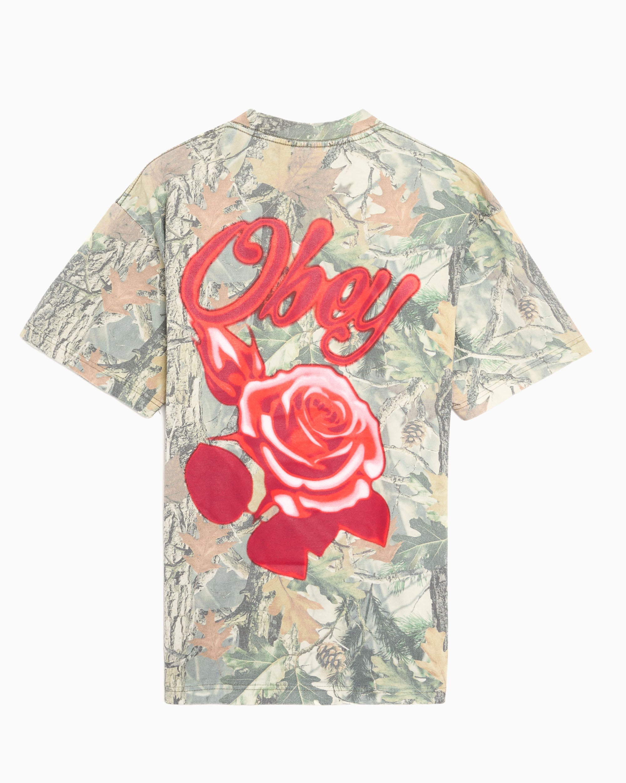 T-Shirts OBEY Clothing Airbrushed Rose Camo Print Men's T-Shirt - 168024324-CAM