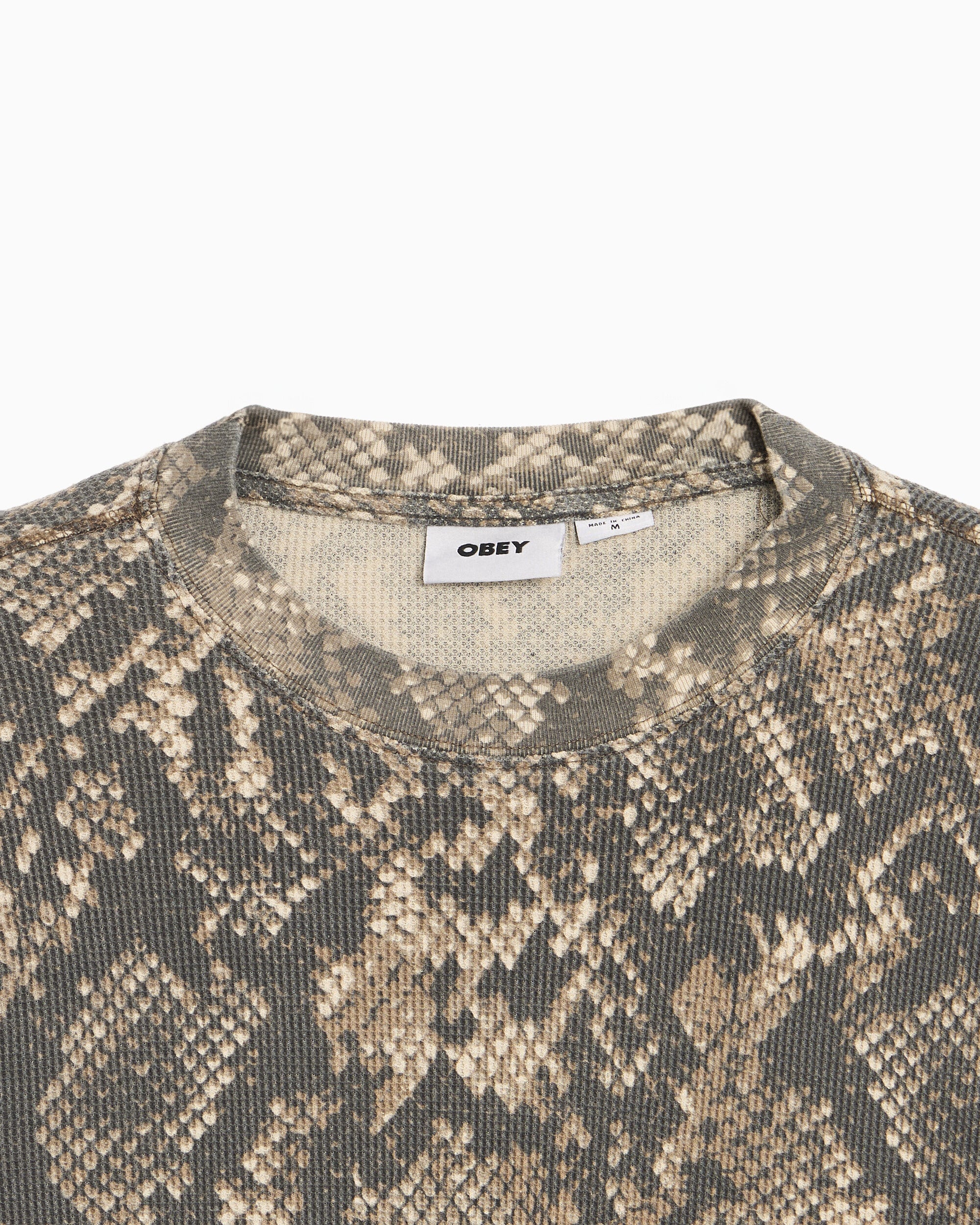 T-Shirts OBEY Clothing Post Thermal Animal Print Long-Sleeved Relaxed Men's T-Shirt - 131030146-DVRS