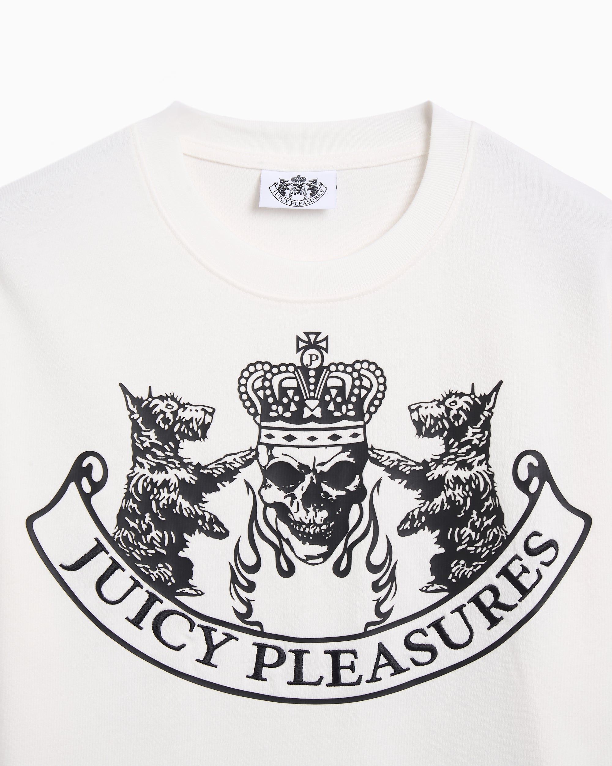 T-Shirts Pleasures x Juicy Couture Skull Crest Heavyweight Relaxed Men's T-Shirt - P25JC009-WHITE